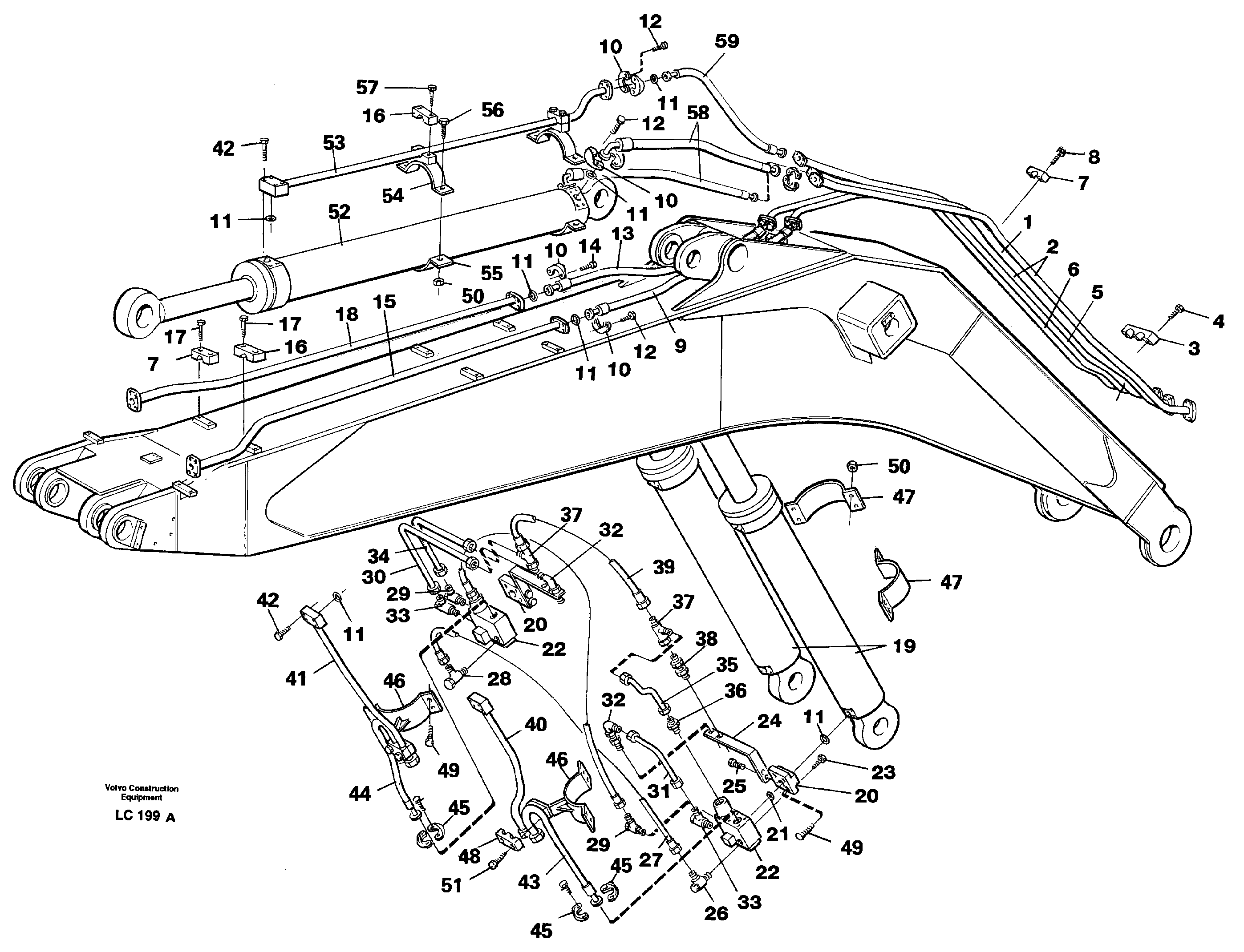 Hydraulic system, boom, 7,6m  14264755 — volvo parts diagram