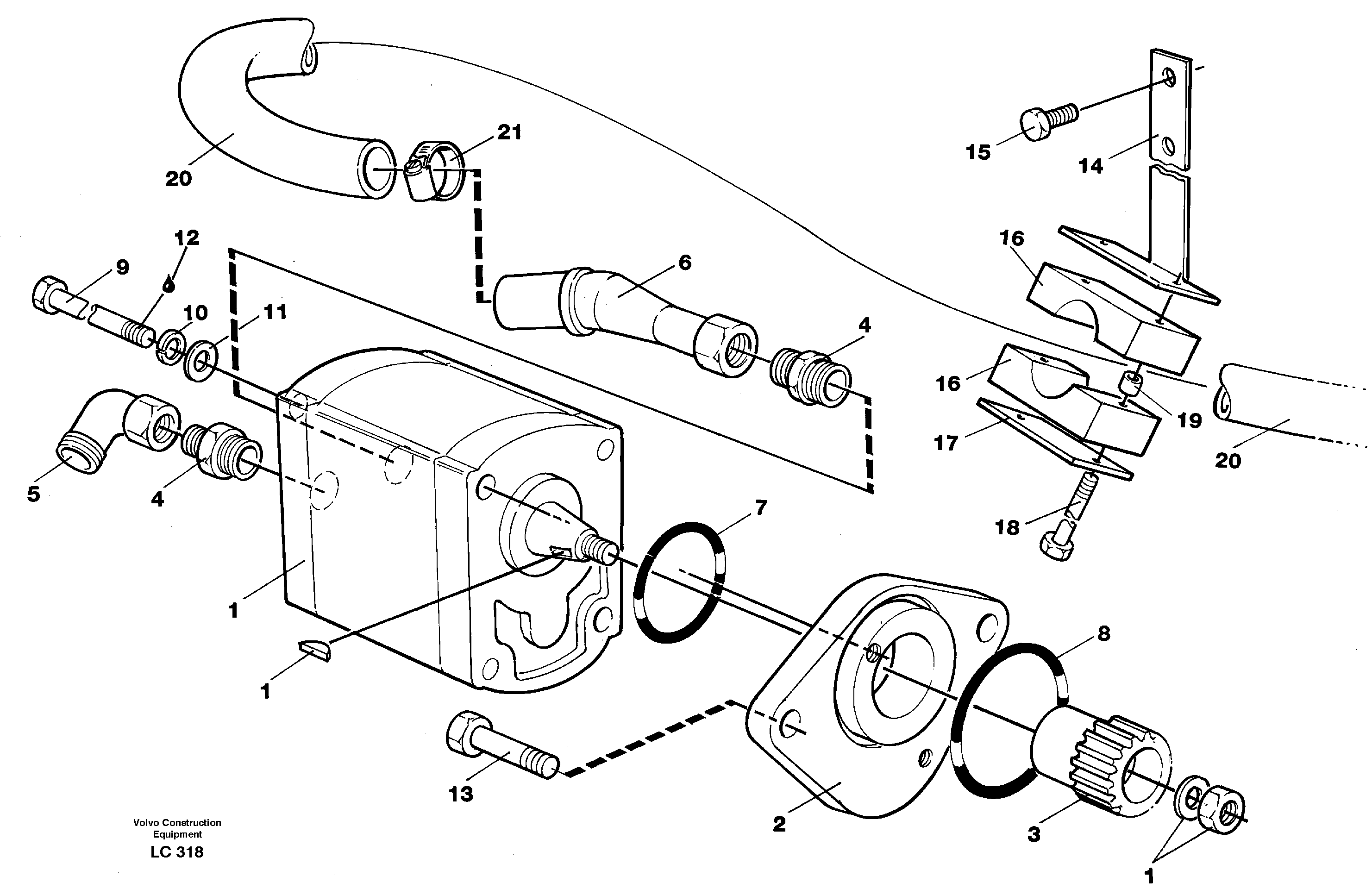 Servo pump with assembly parts — volvo parts diagram