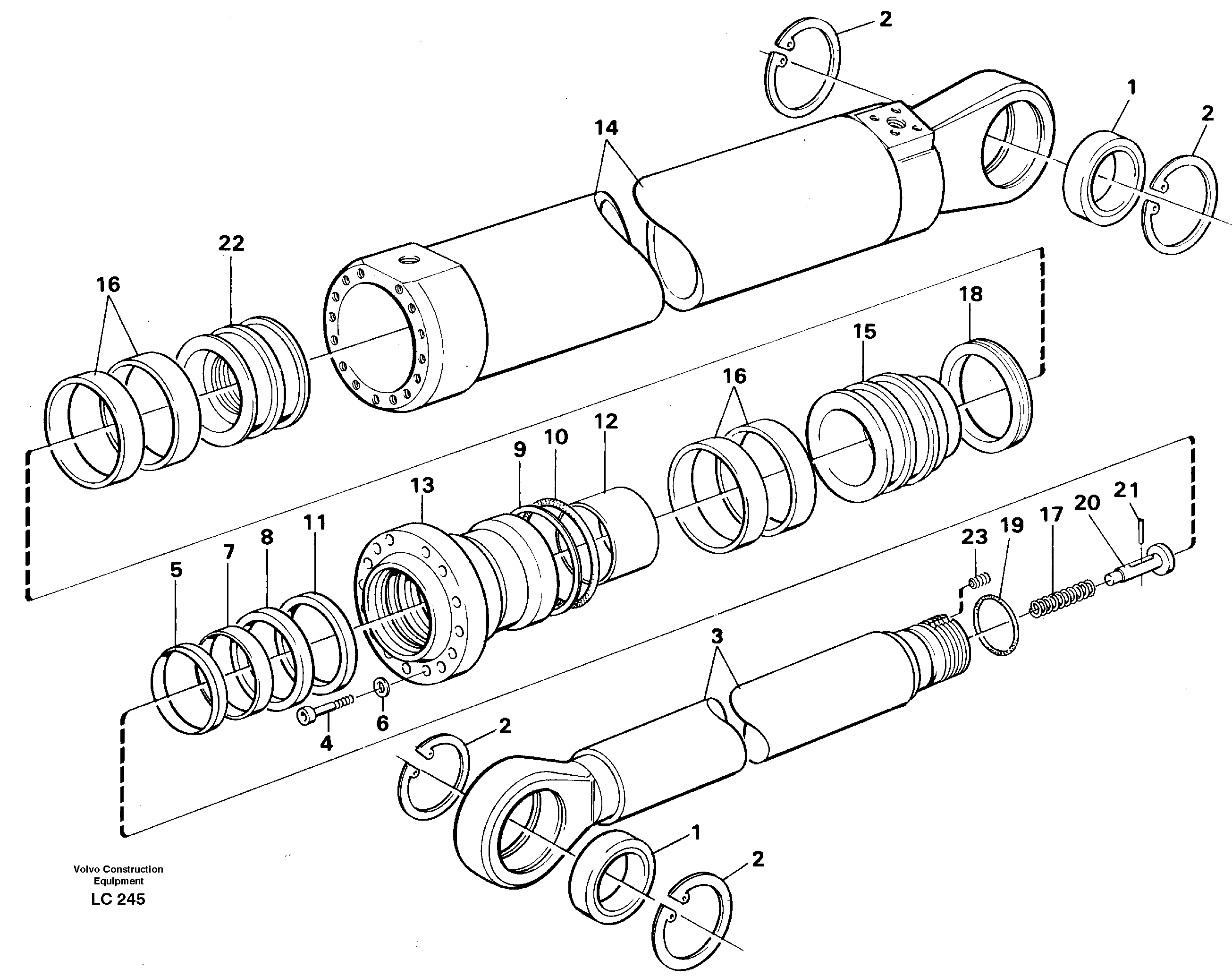 Dipper cylinder for backhoe dipper and mass excavation — volvo parts diagram