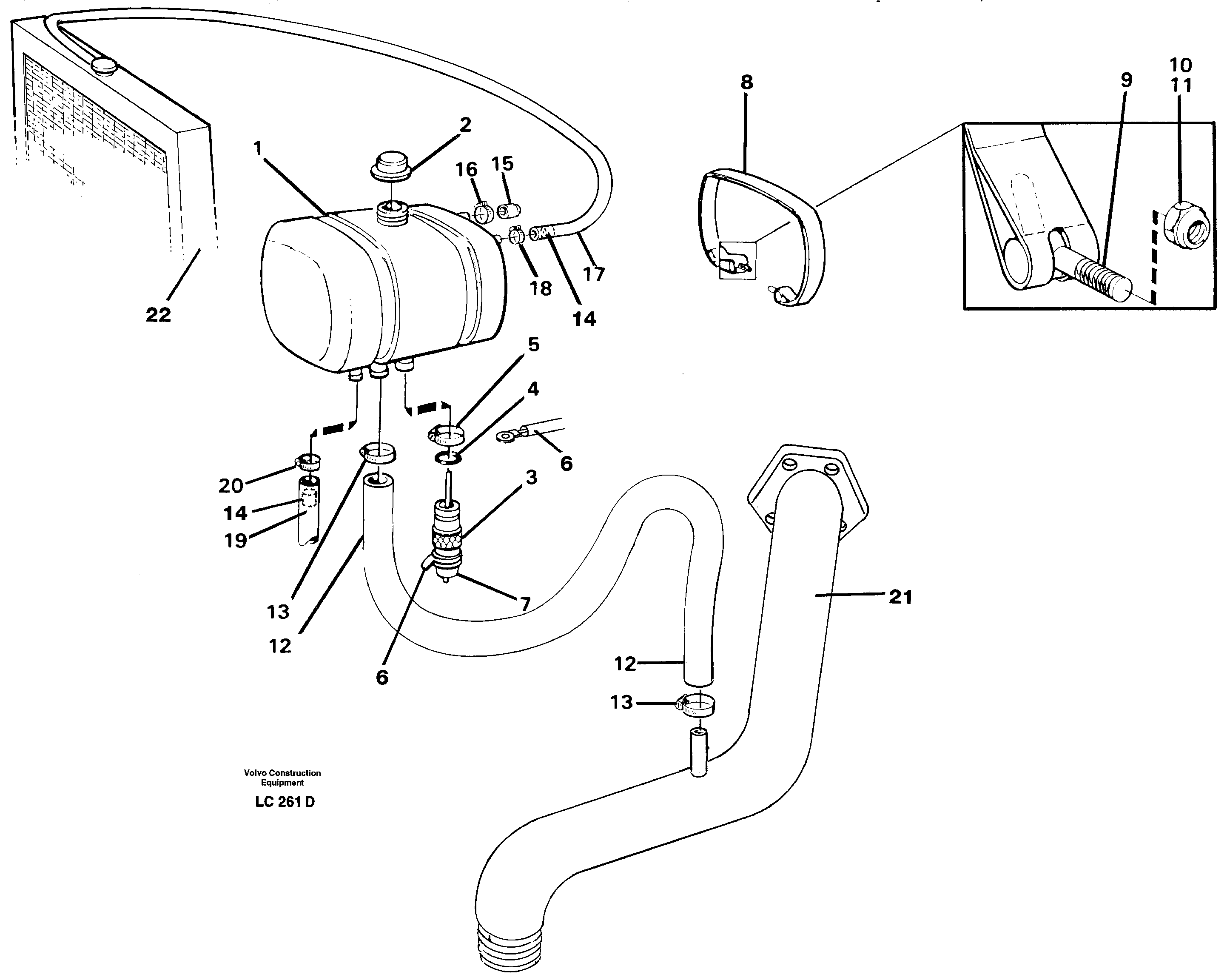 Expansion tank with fitting parts — volvo parts diagram