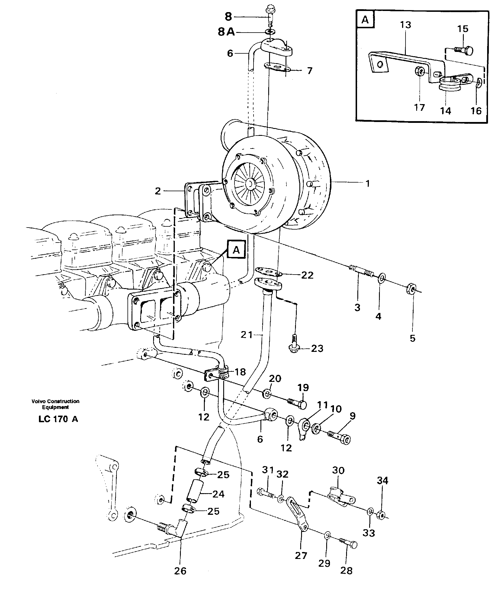 Turbocharger with fitting parts — volvo parts diagram
