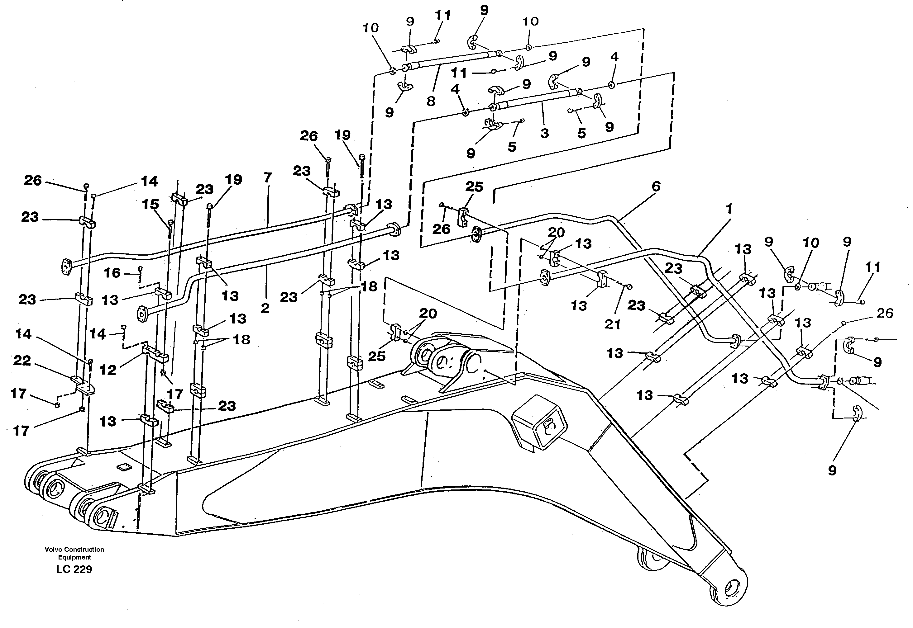 Hammer hydraulics on boom, 7.6 M  14266234 — volvo parts diagram