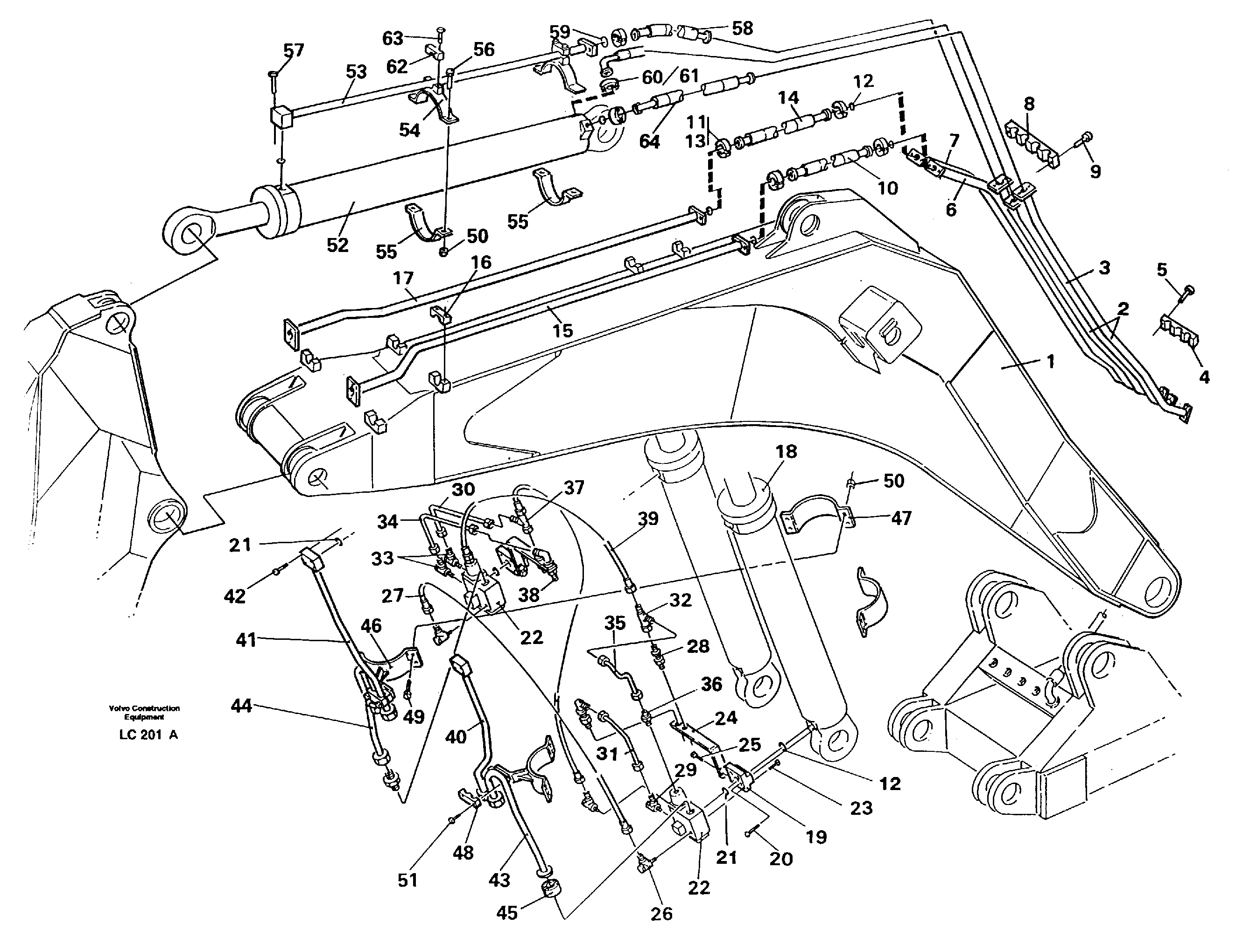 Hydraulic system, boom, mass excavation 6,6m  14265321 — volvo parts diagram