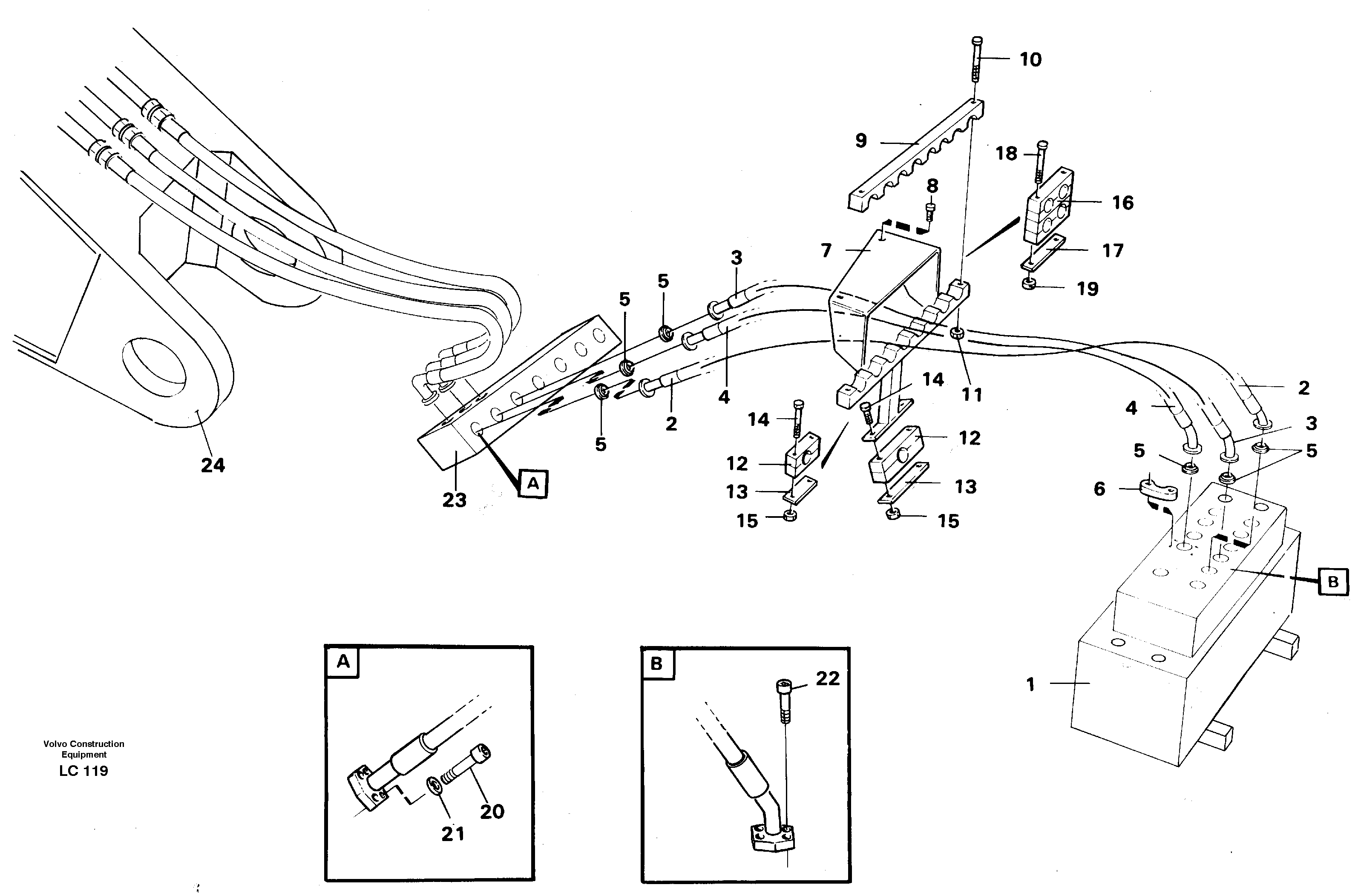 Hydraulic system, dipperarm — volvo parts diagram