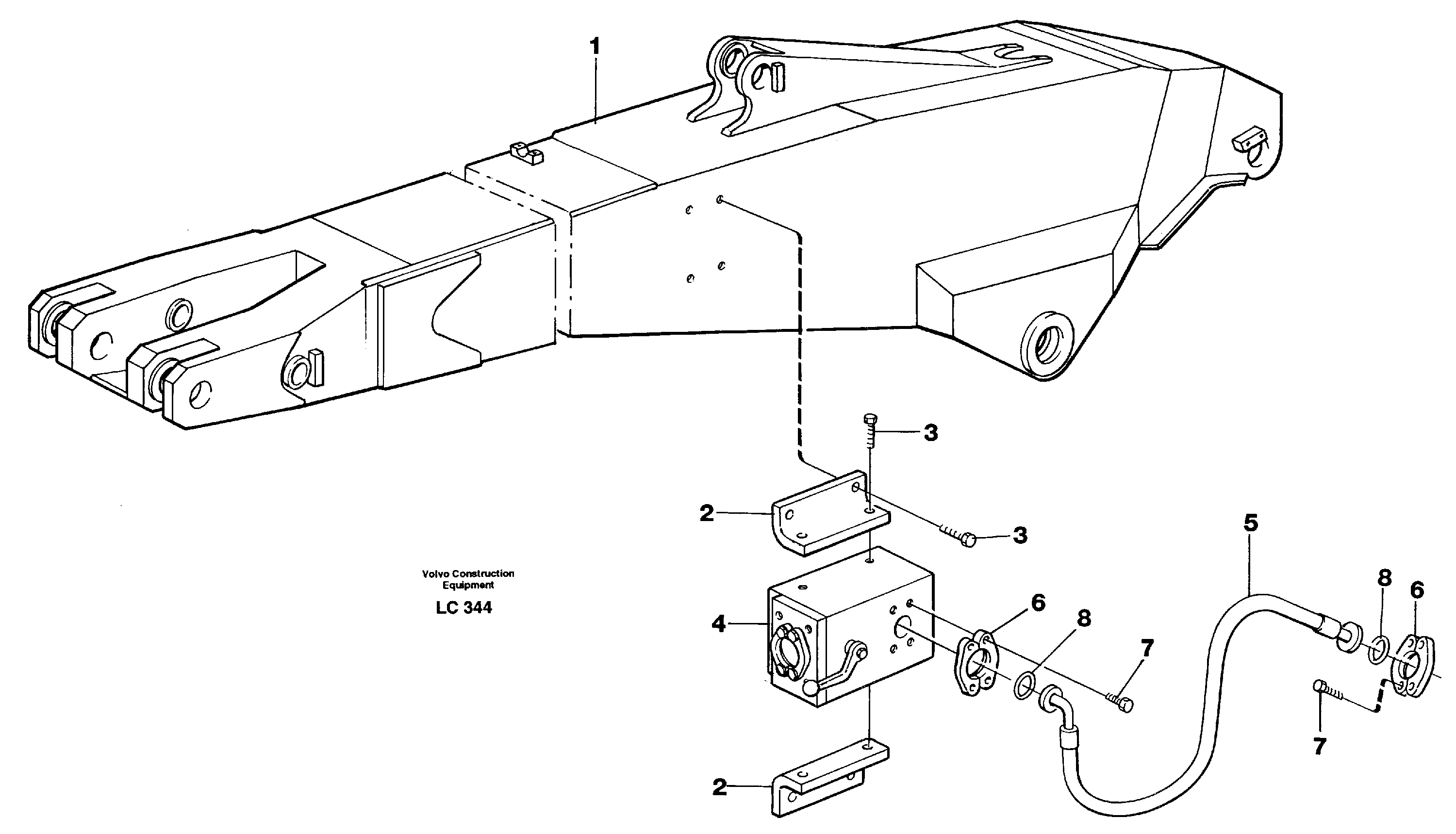 Hammer hydraulics on backhoe dipper arm, 2.75m/3.25m  14266510 14266511 — volvo parts diagram