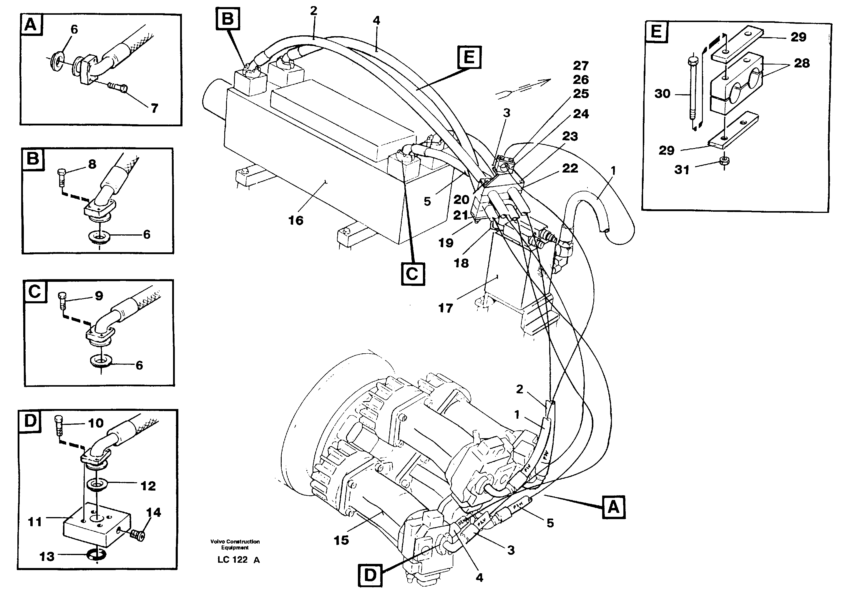 Hydraulic system, feed line — volvo parts diagram