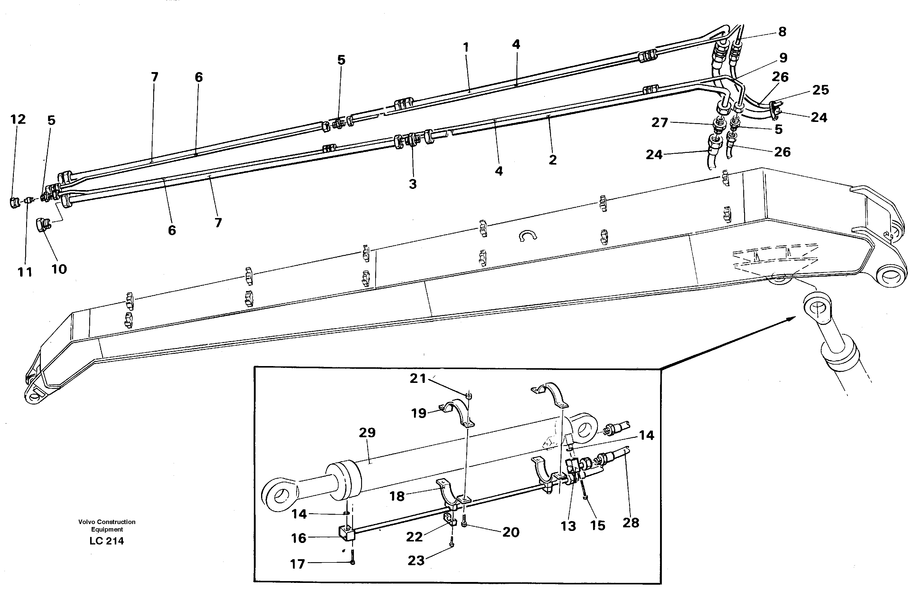 Hydraulic system, dipper arm, handling equipment  14266435 — volvo parts diagram