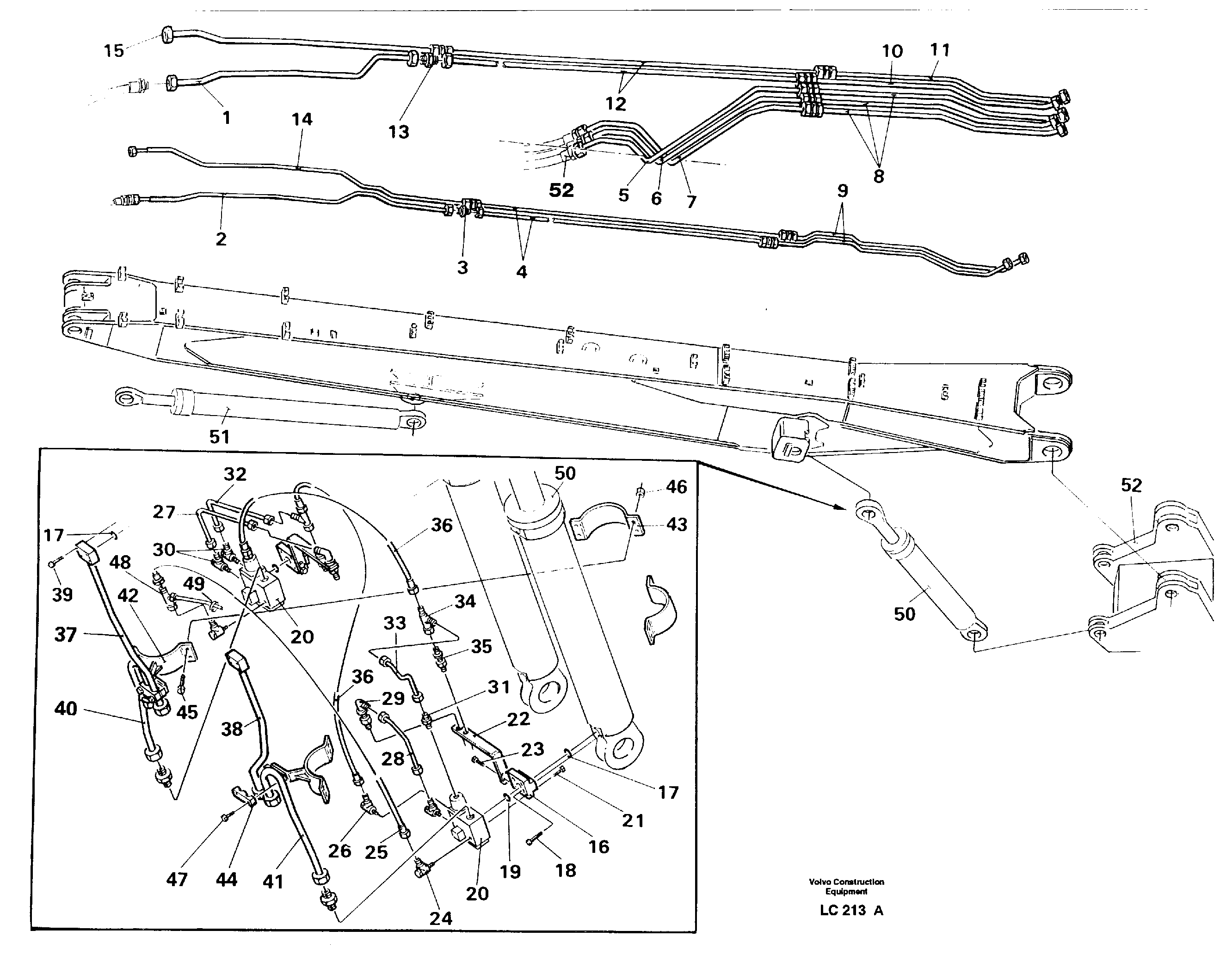 Hydraulic system, boom, handling equipment  14266435 — volvo parts diagram