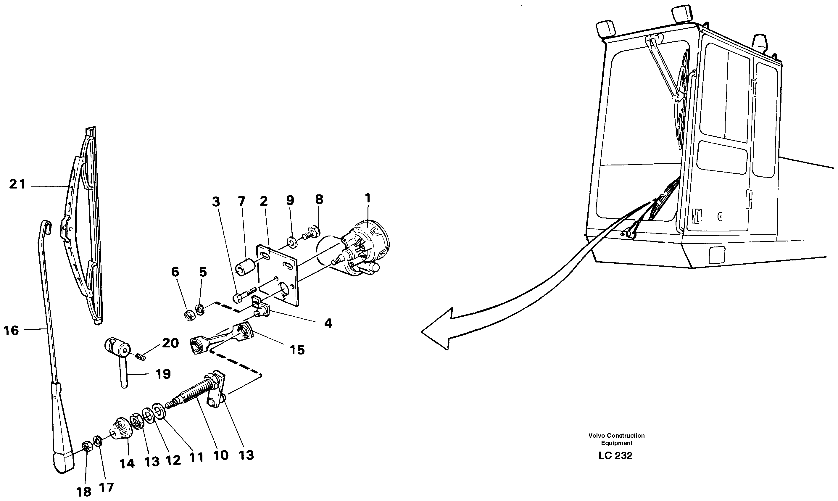 Windscreen wiper, lower — volvo parts diagram
