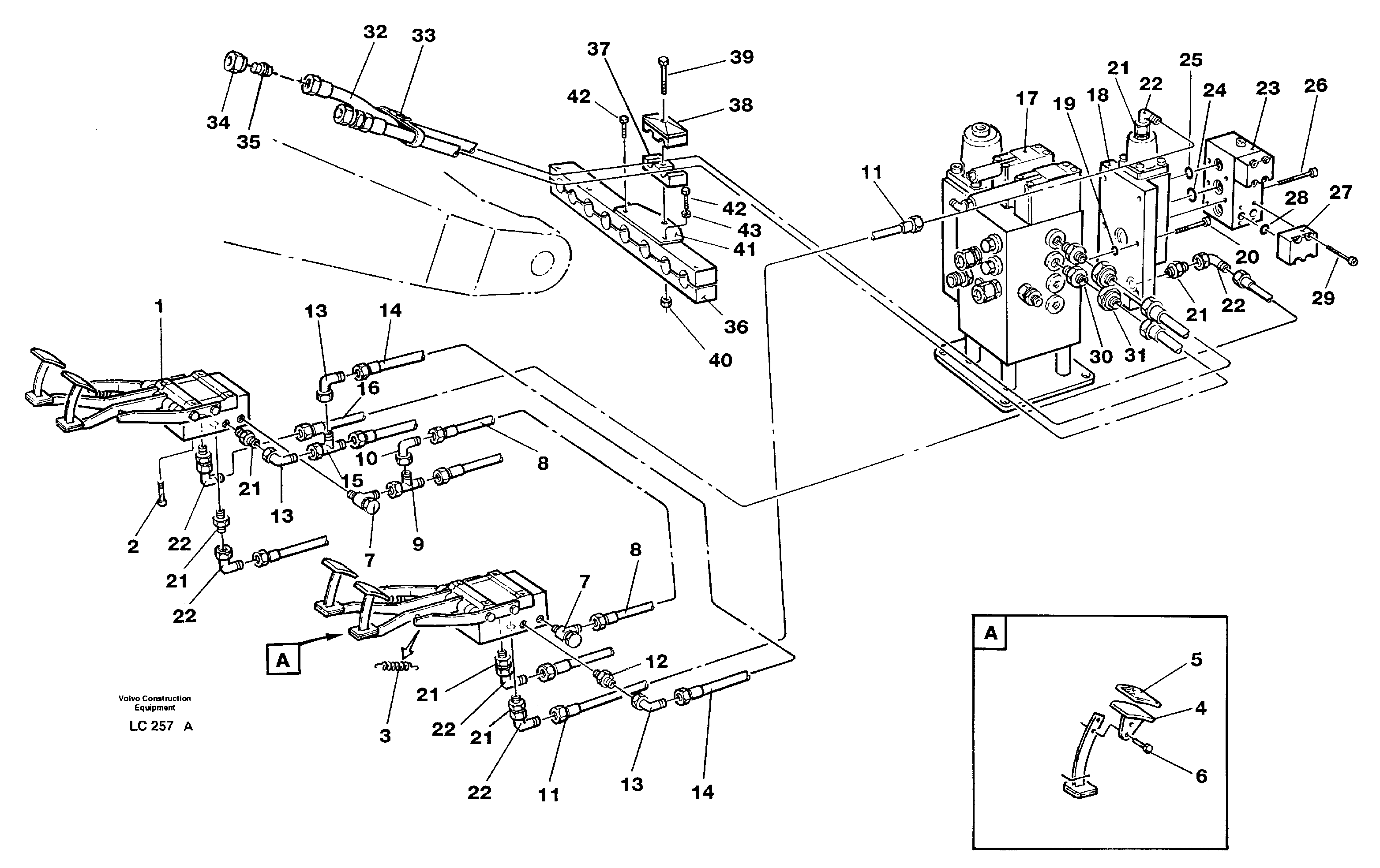 Pedal operated slope bucket hydraulics in base machine  14265766 — volvo parts diagram