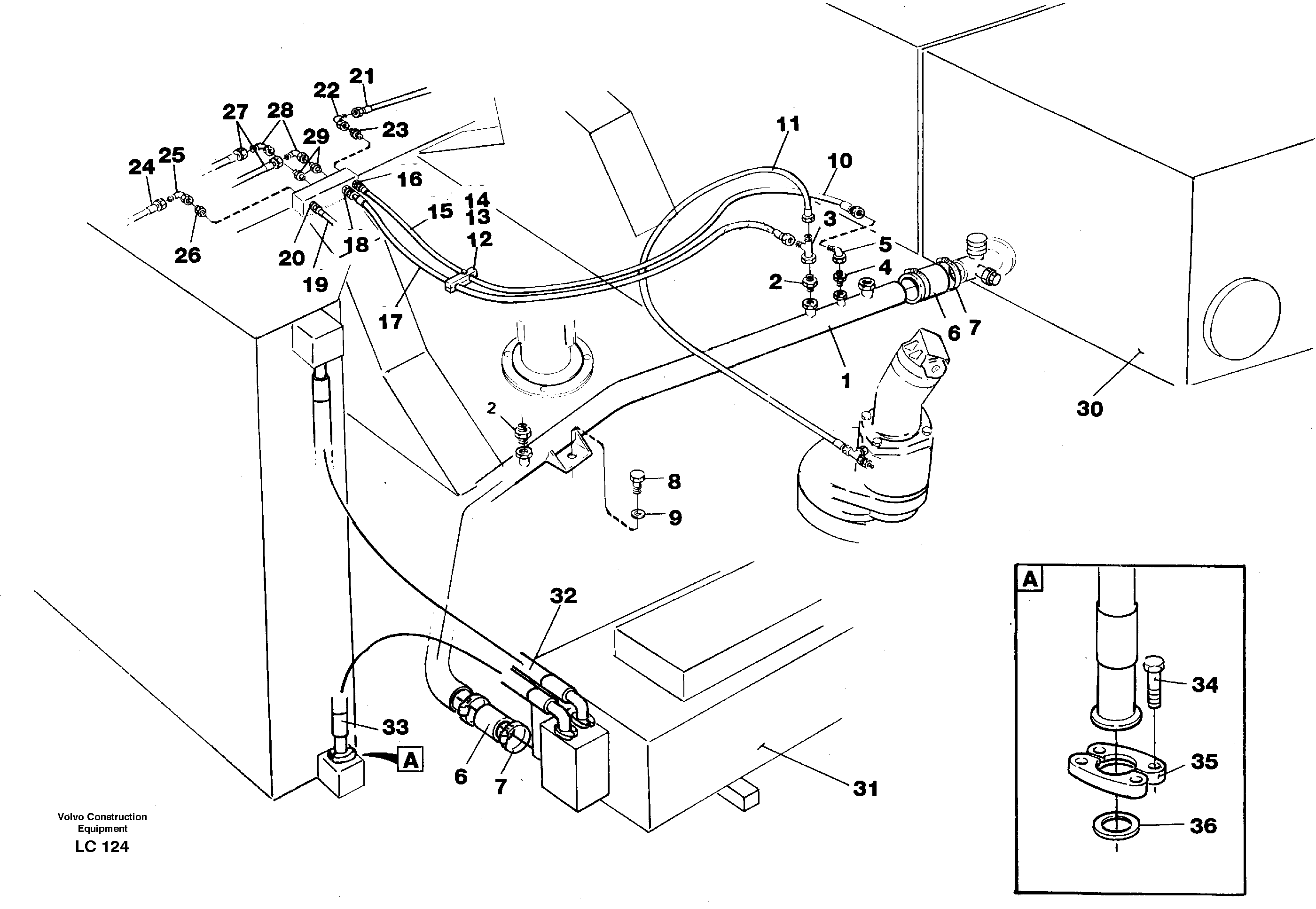 Hydraulic system, return lines — volvo parts diagram