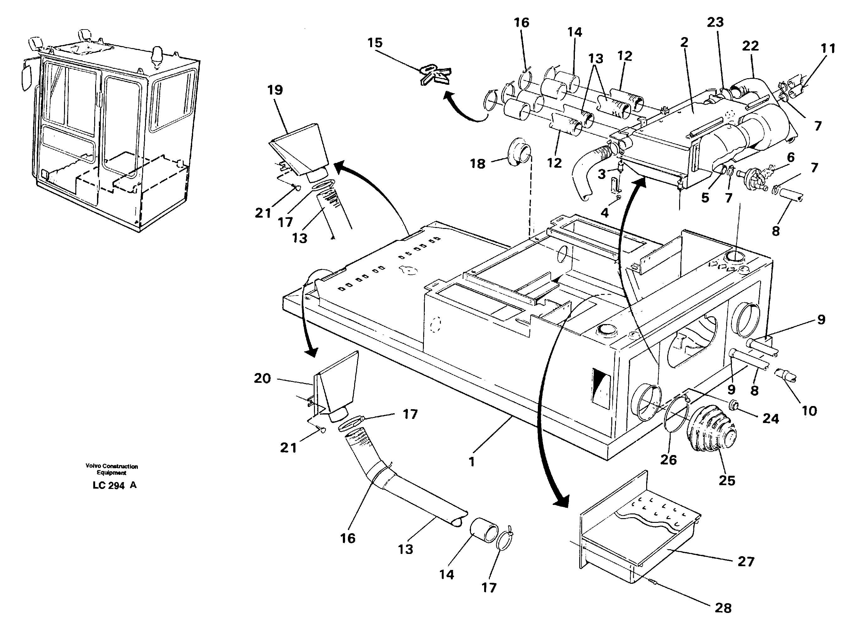 Cab heater with fitting parts — volvo parts diagram