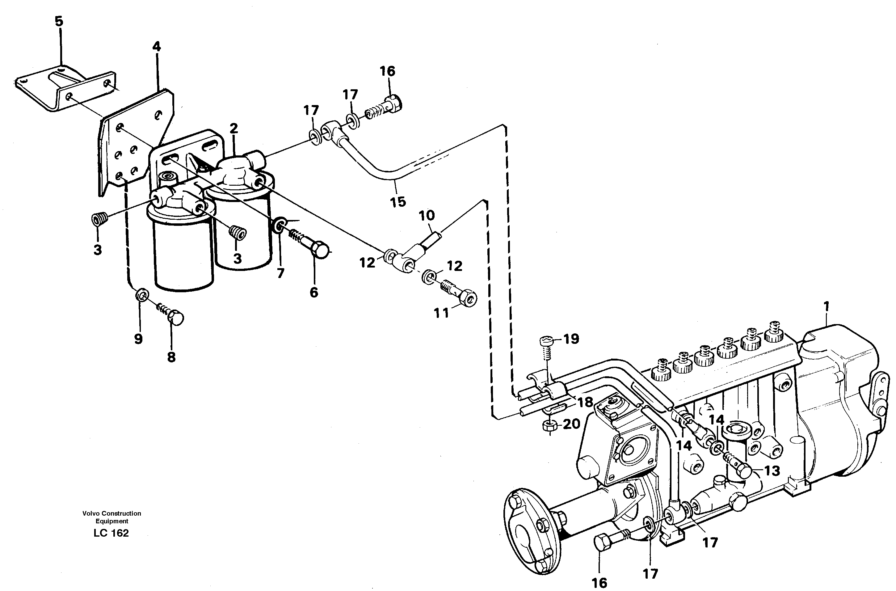 Fuel pipes: Injection pump - - fuel filter — volvo parts diagram
