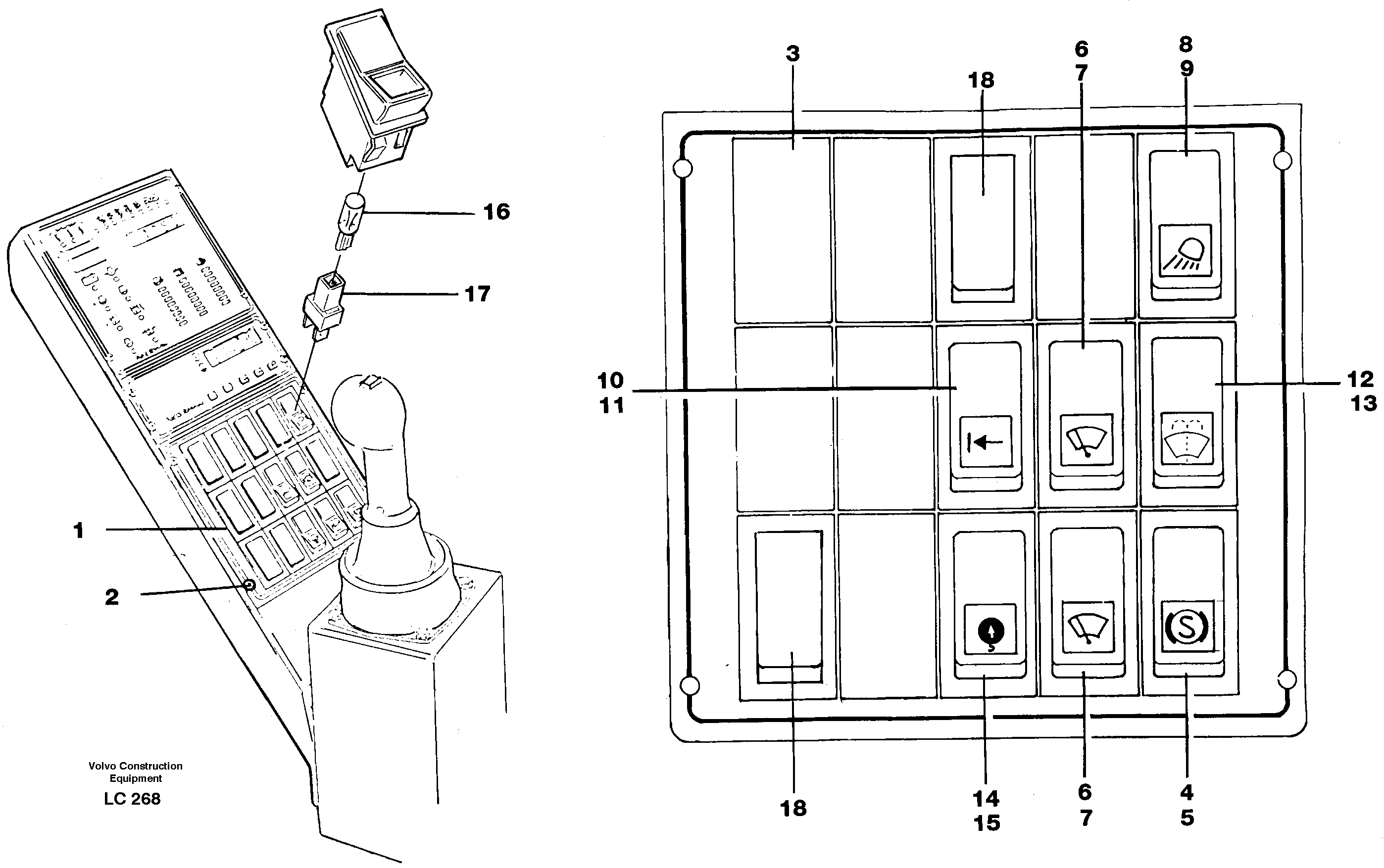 Rocker switch panel — volvo parts diagram