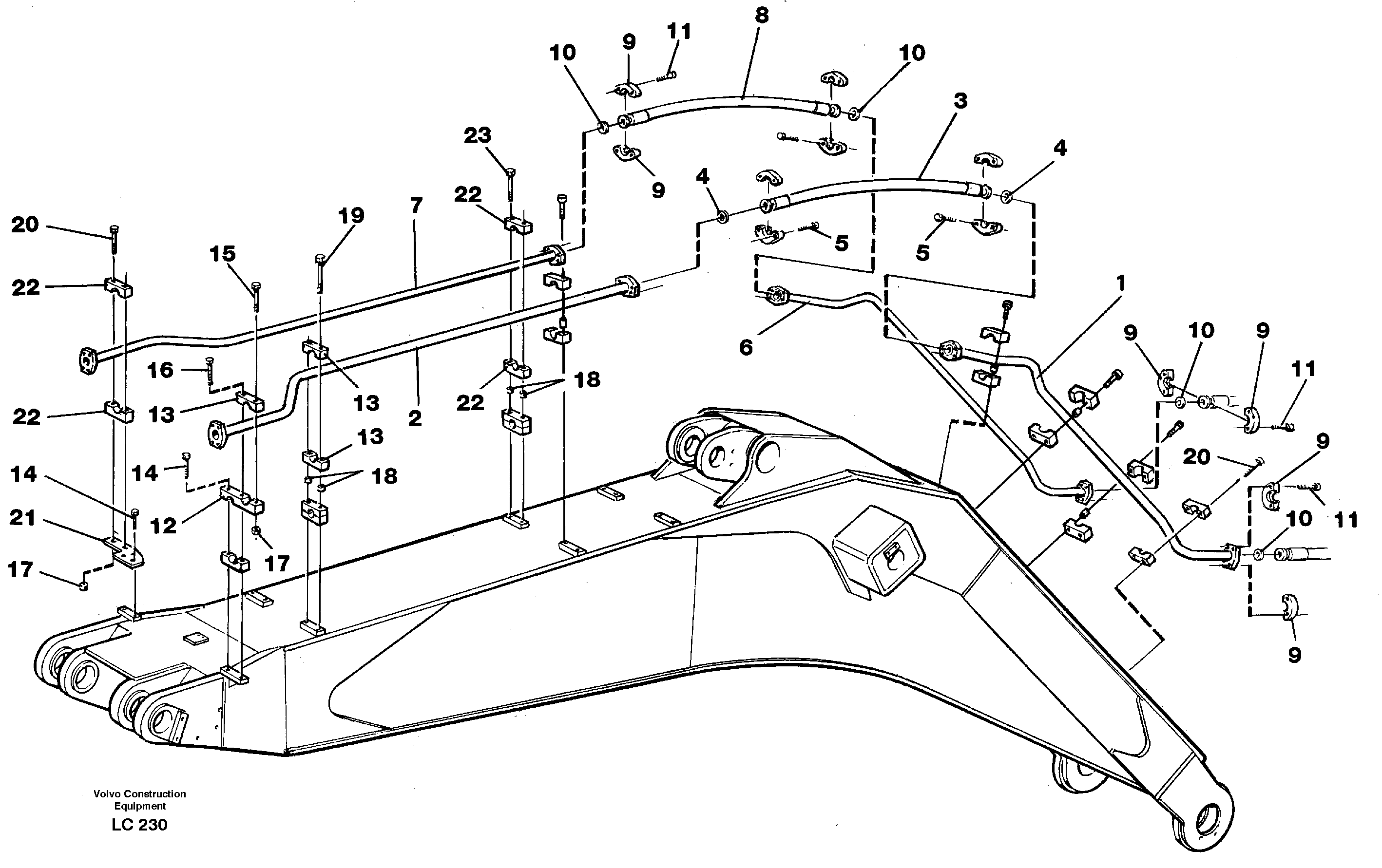 Hammer hydraulics on boom, 6.6 M  14266236 — volvo parts diagram
