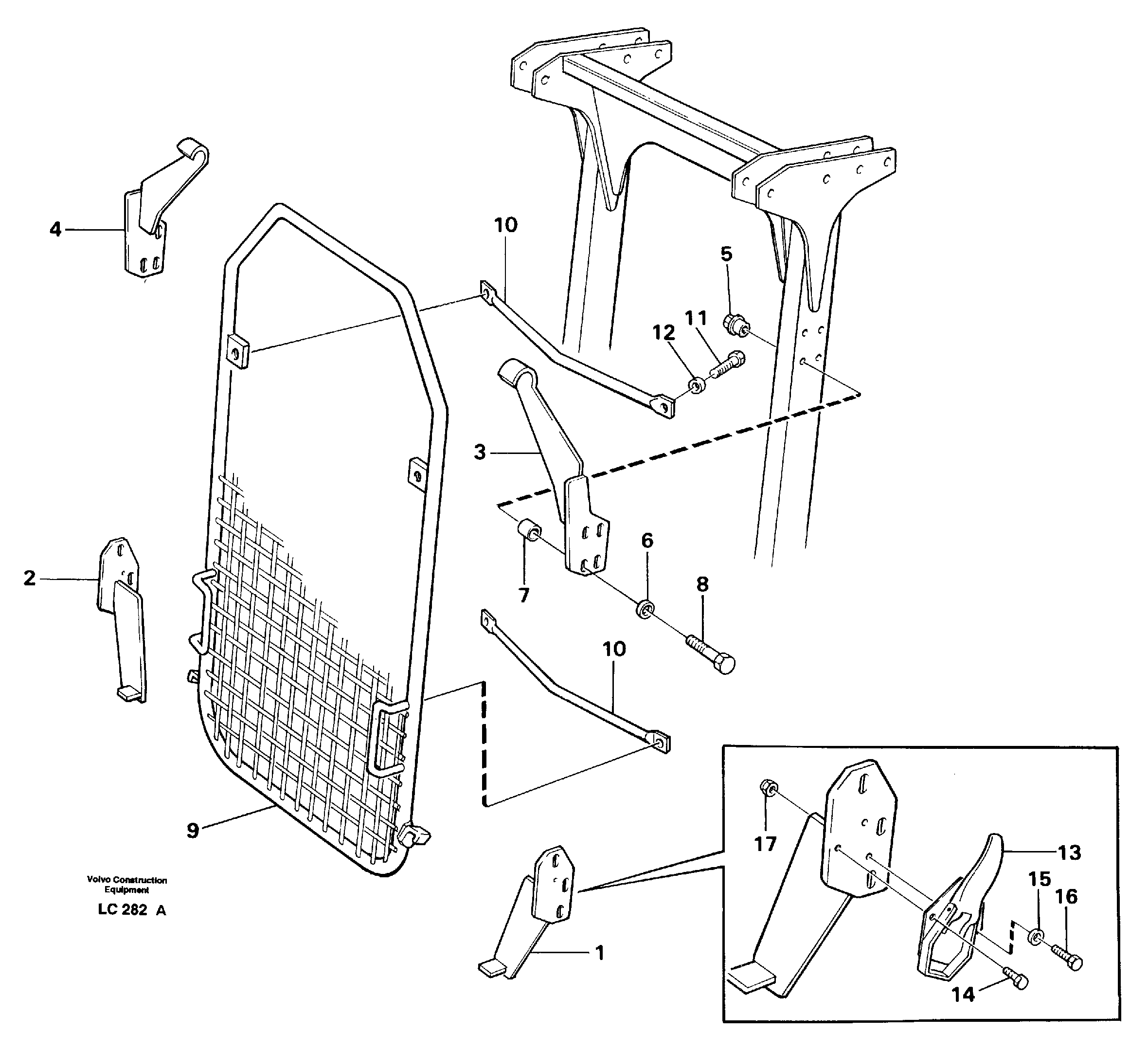 Windscreen protection on protection over cab  14262776. 14260384 — volvo parts diagram