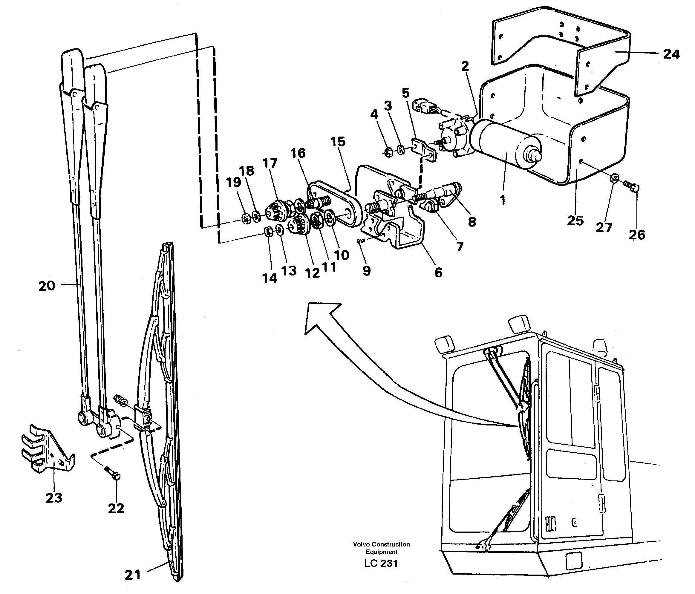 Windscreen wiper, upper — volvo parts diagram