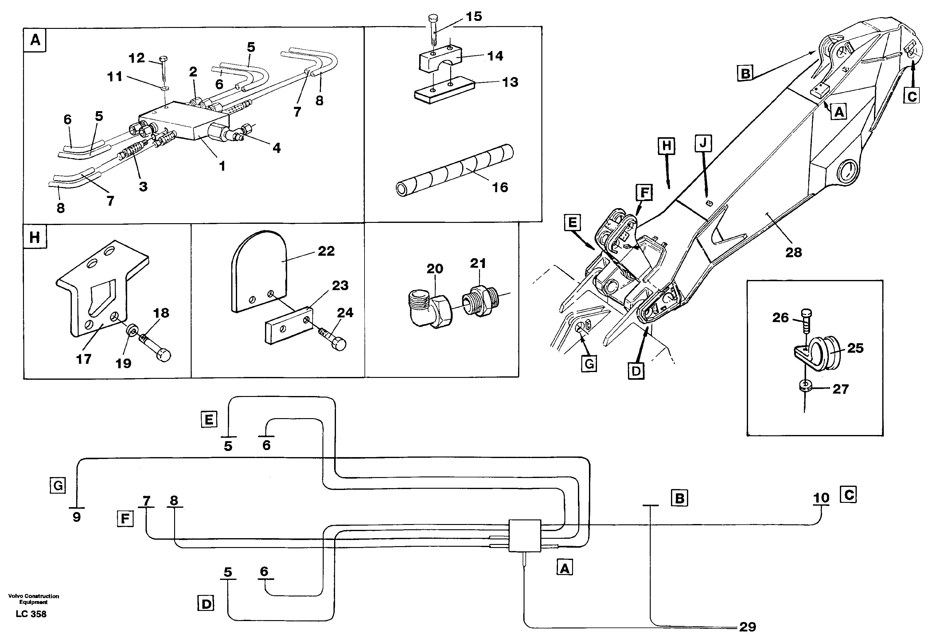 Automatic dipper lubrication, 3.0 m/ 4.0 m  14265004 — volvo parts diagram