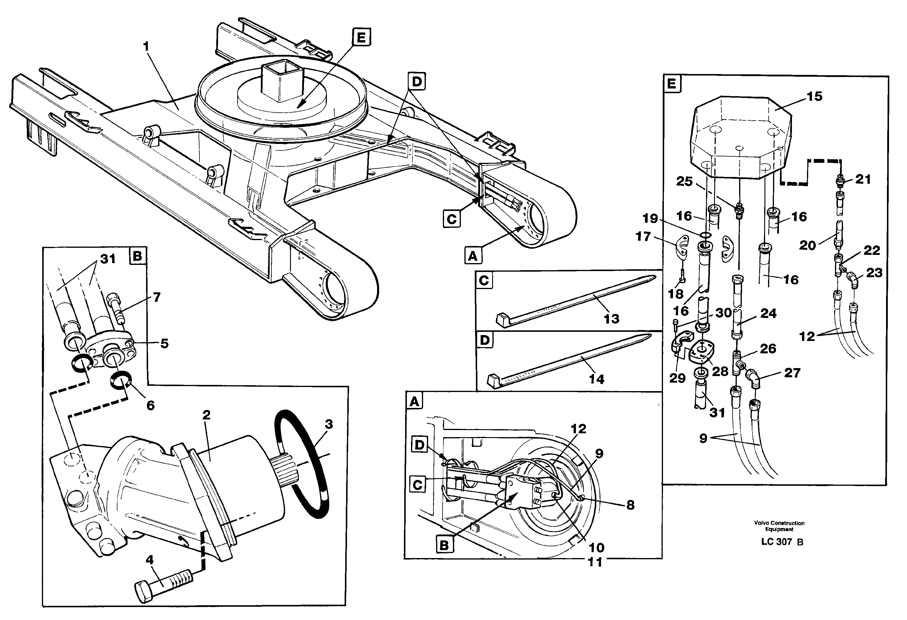 Travel motor hydraulics, undercarriage — volvo parts diagram