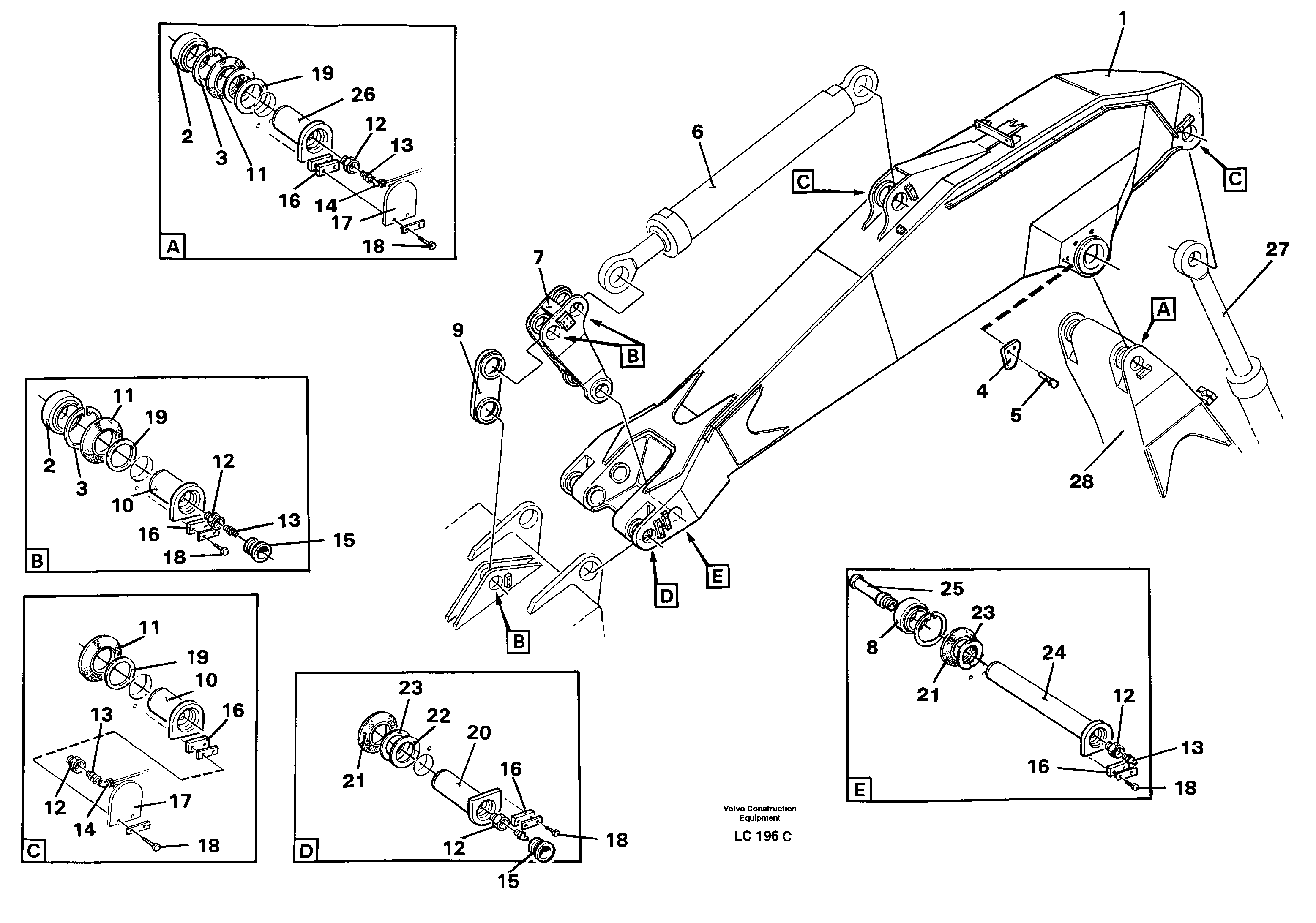 Backhoe dipper incl. attachements, 3,25m  14264756 — volvo parts diagram