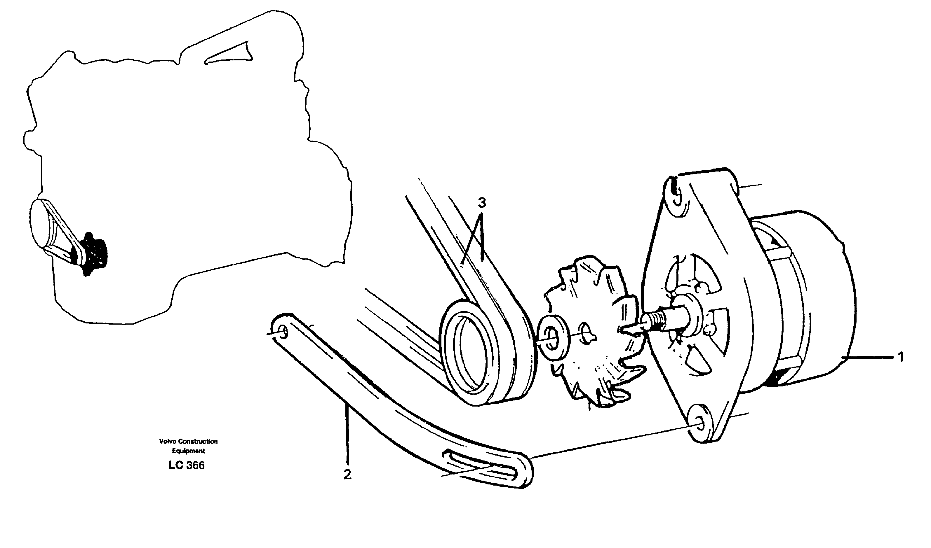 Alternator with assembling details 80 A 14263582 — volvo parts diagram