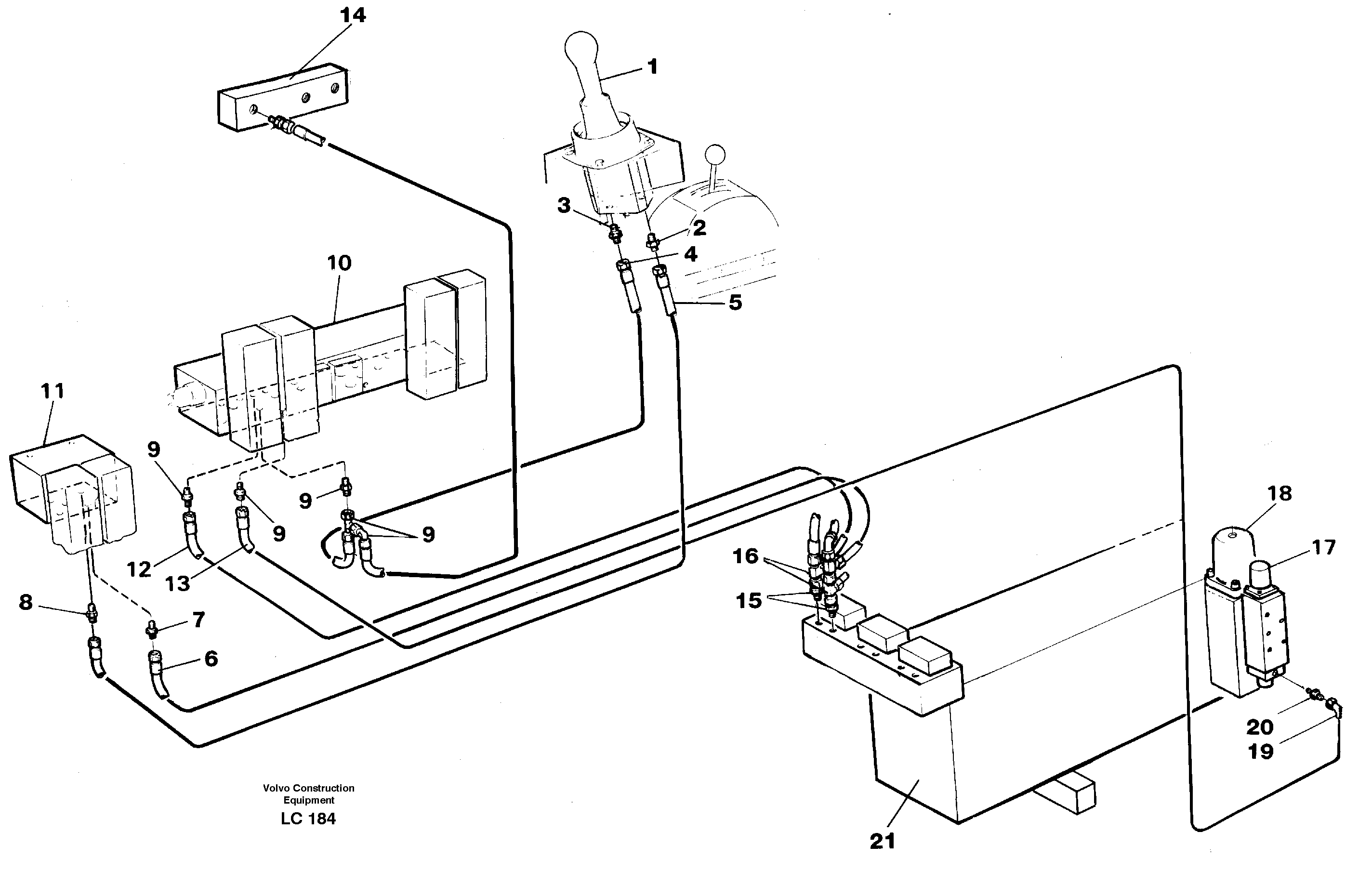 Servo hydraulics, boom — volvo parts diagram