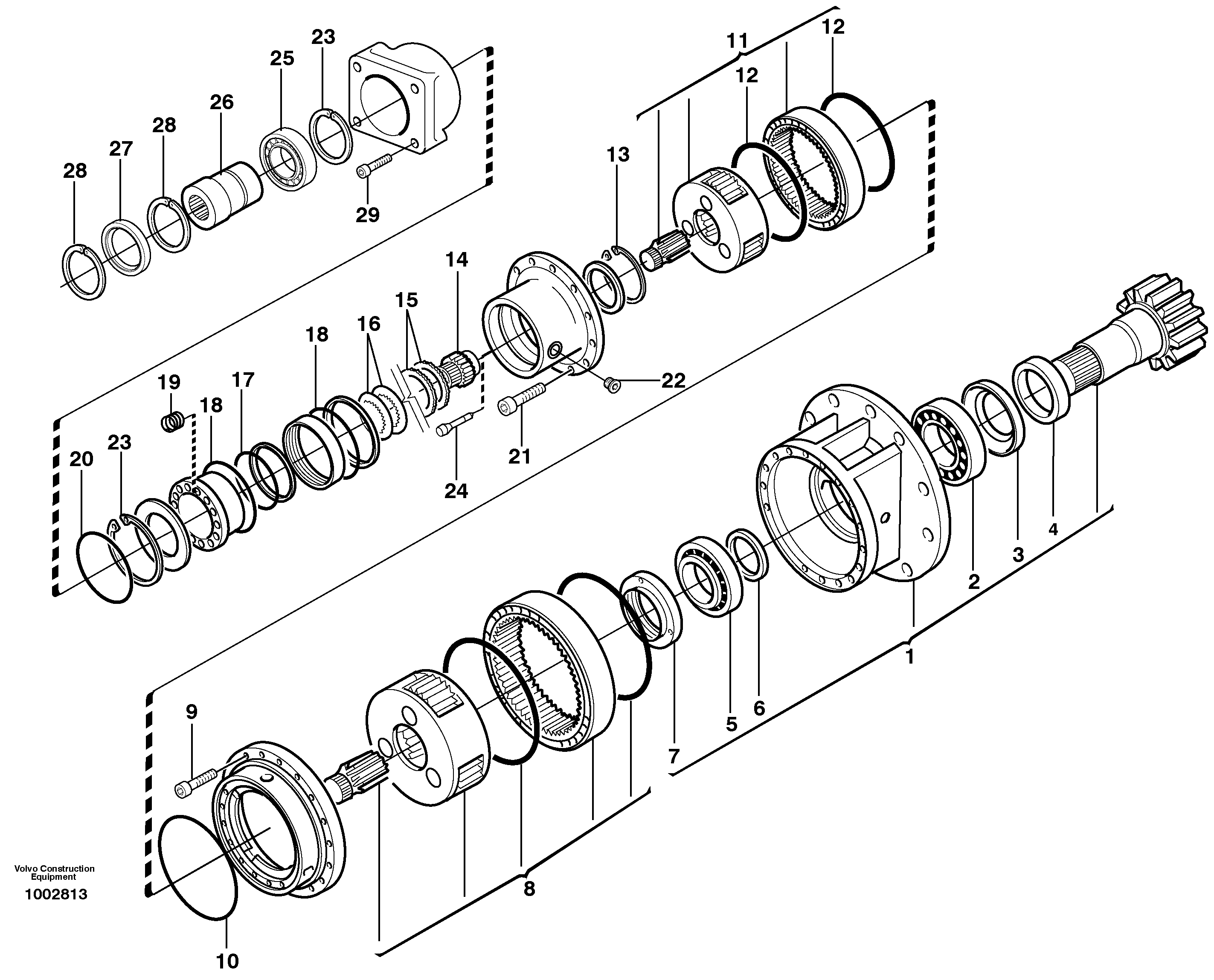 Rebuild kit, Swing gearbox — volvo parts diagram