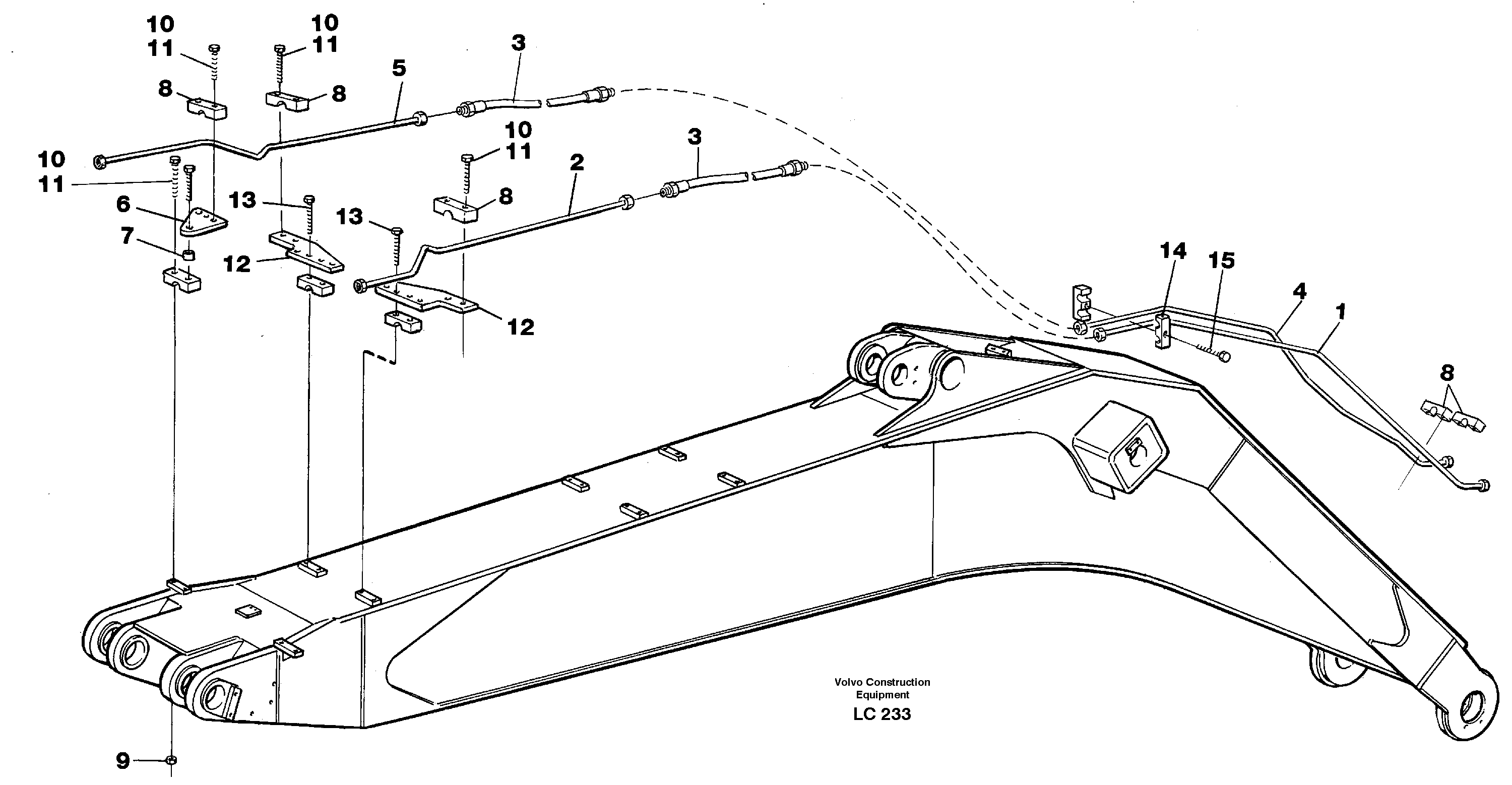 Slope bucket and grapple hydraulics on boom, 7.6 M  14266235 — volvo parts diagram