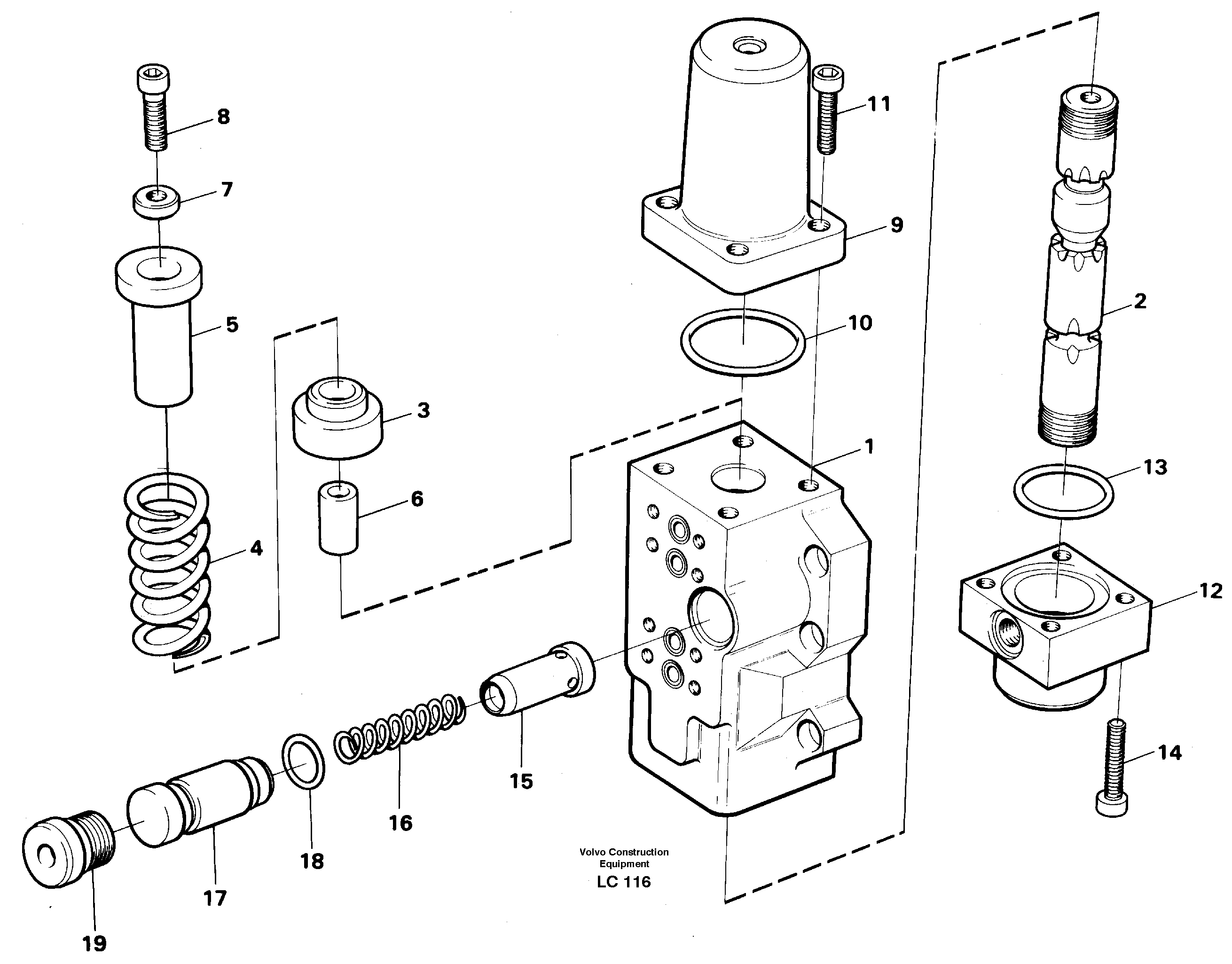 Four-way valve, dipper primary — volvo parts diagram