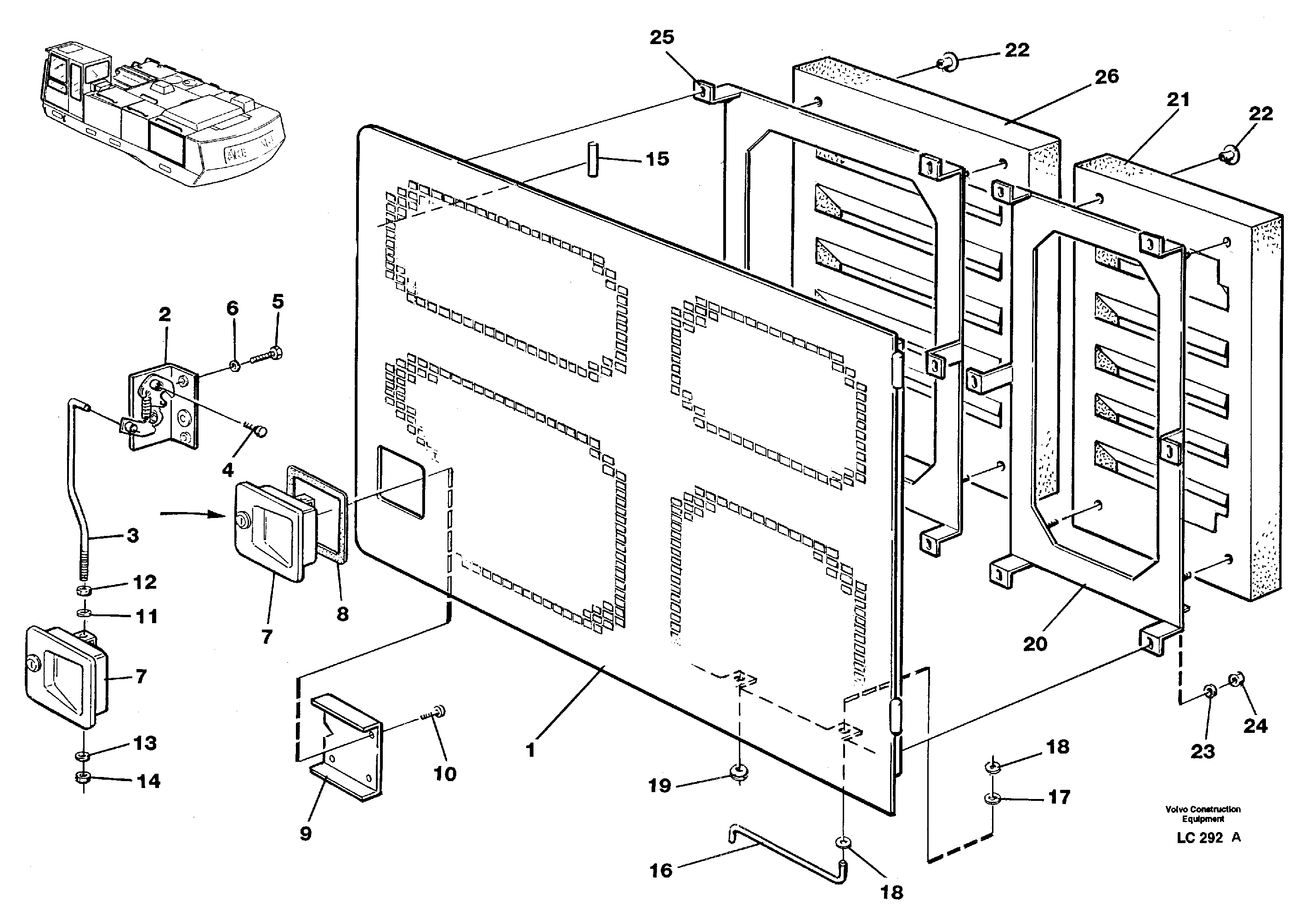 Side door, rear, left — volvo parts diagram