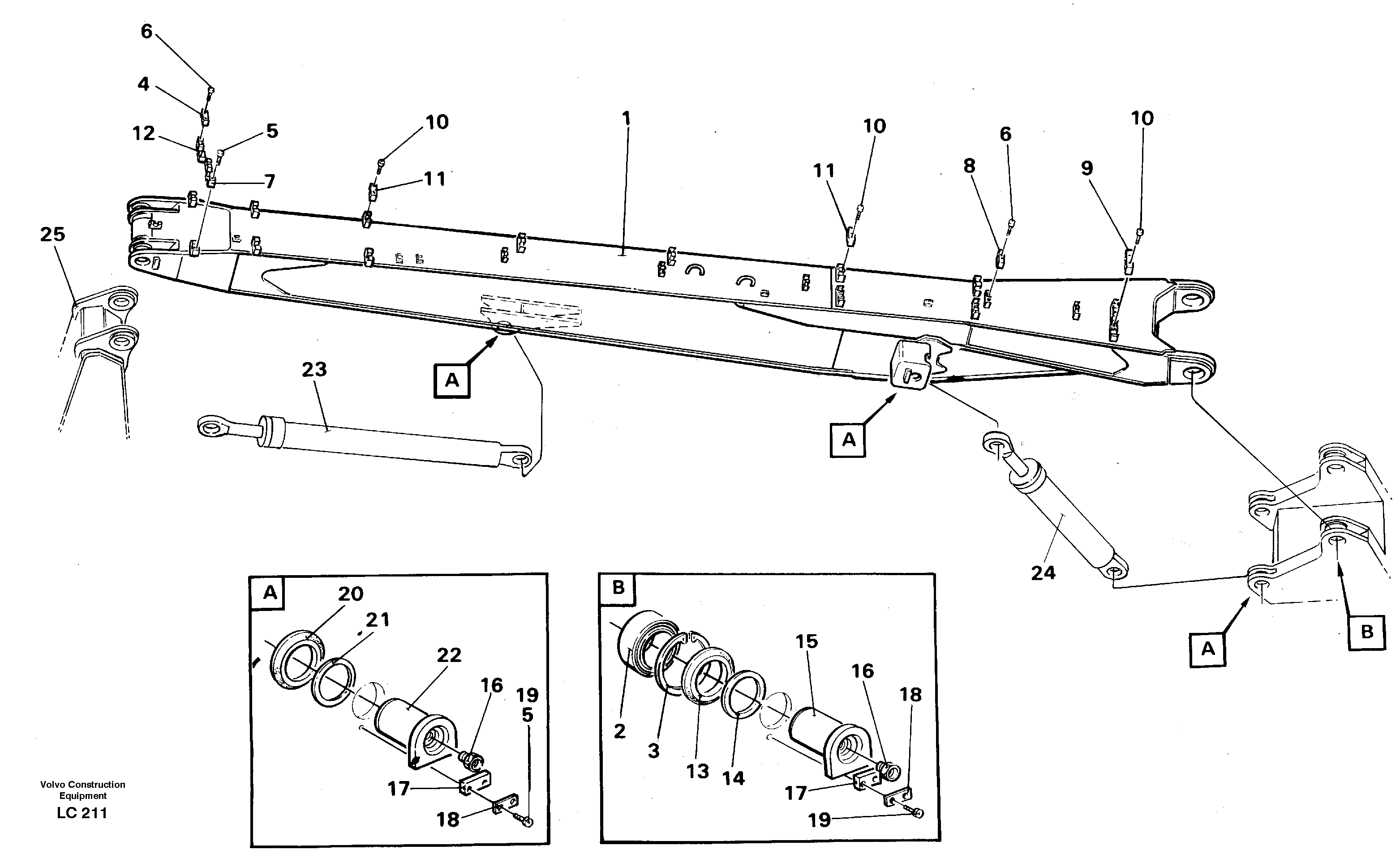 Boom incl. attachements, handling equipment  14266435 — volvo parts diagram