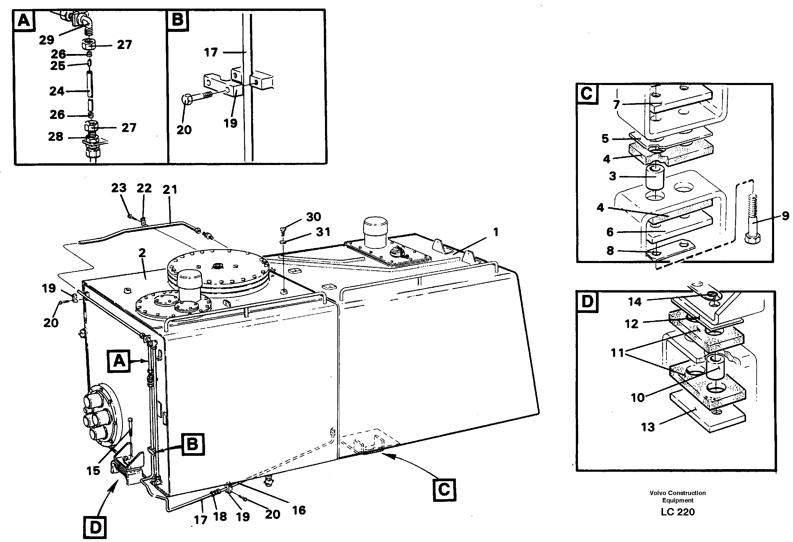 Fuel tank with fitting parts — volvo parts diagram