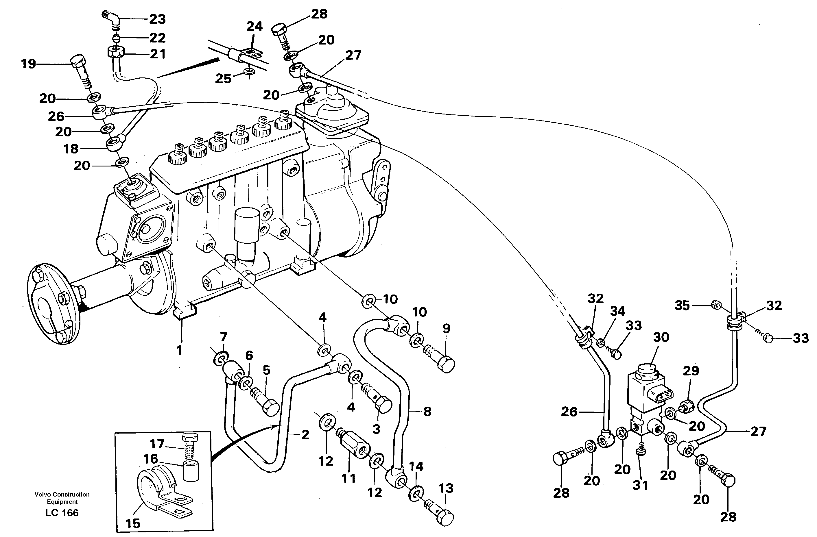 Injection pump: lubricating pipe — volvo parts diagram