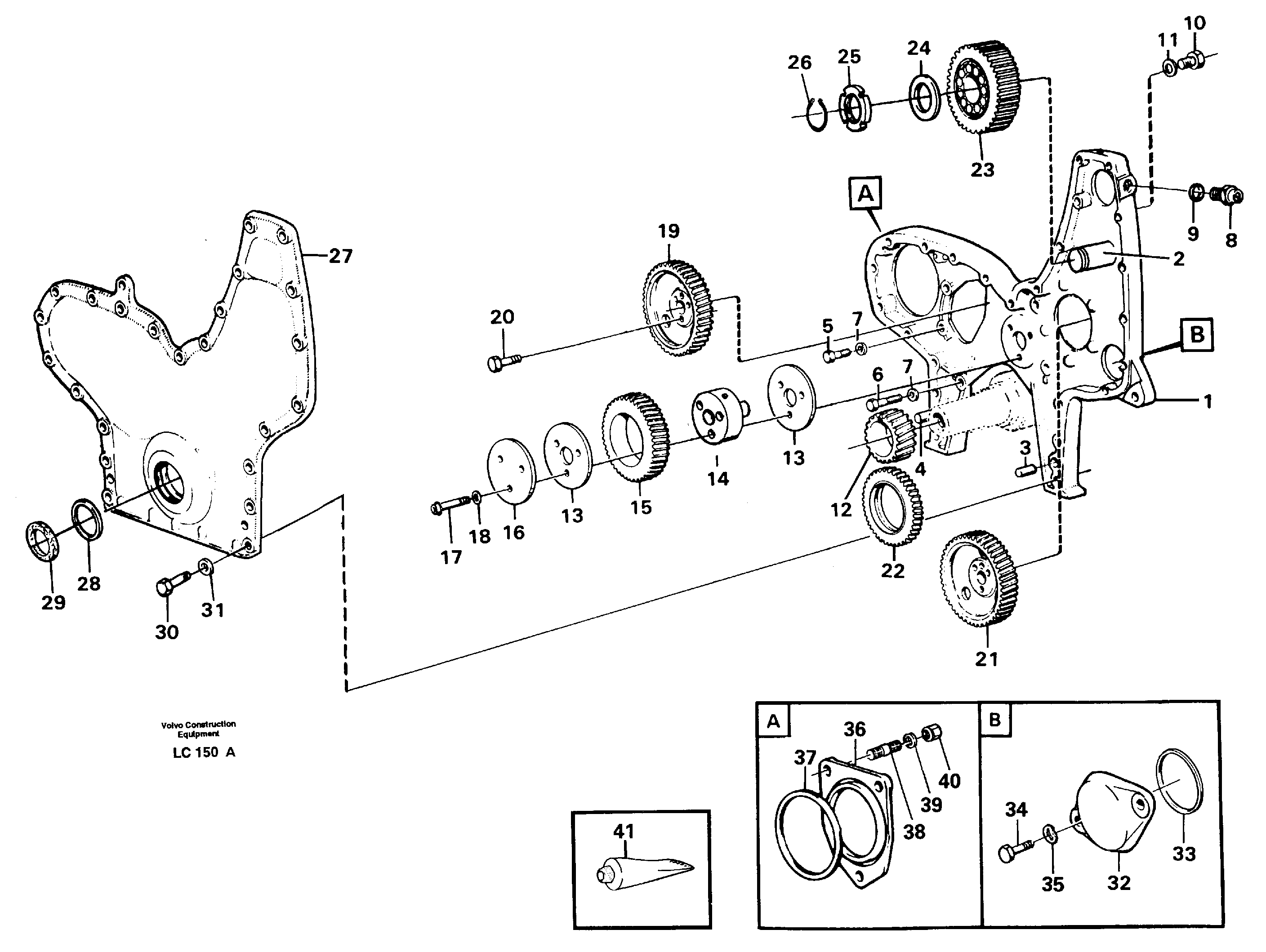 Timing gear casing and gears — volvo parts diagram