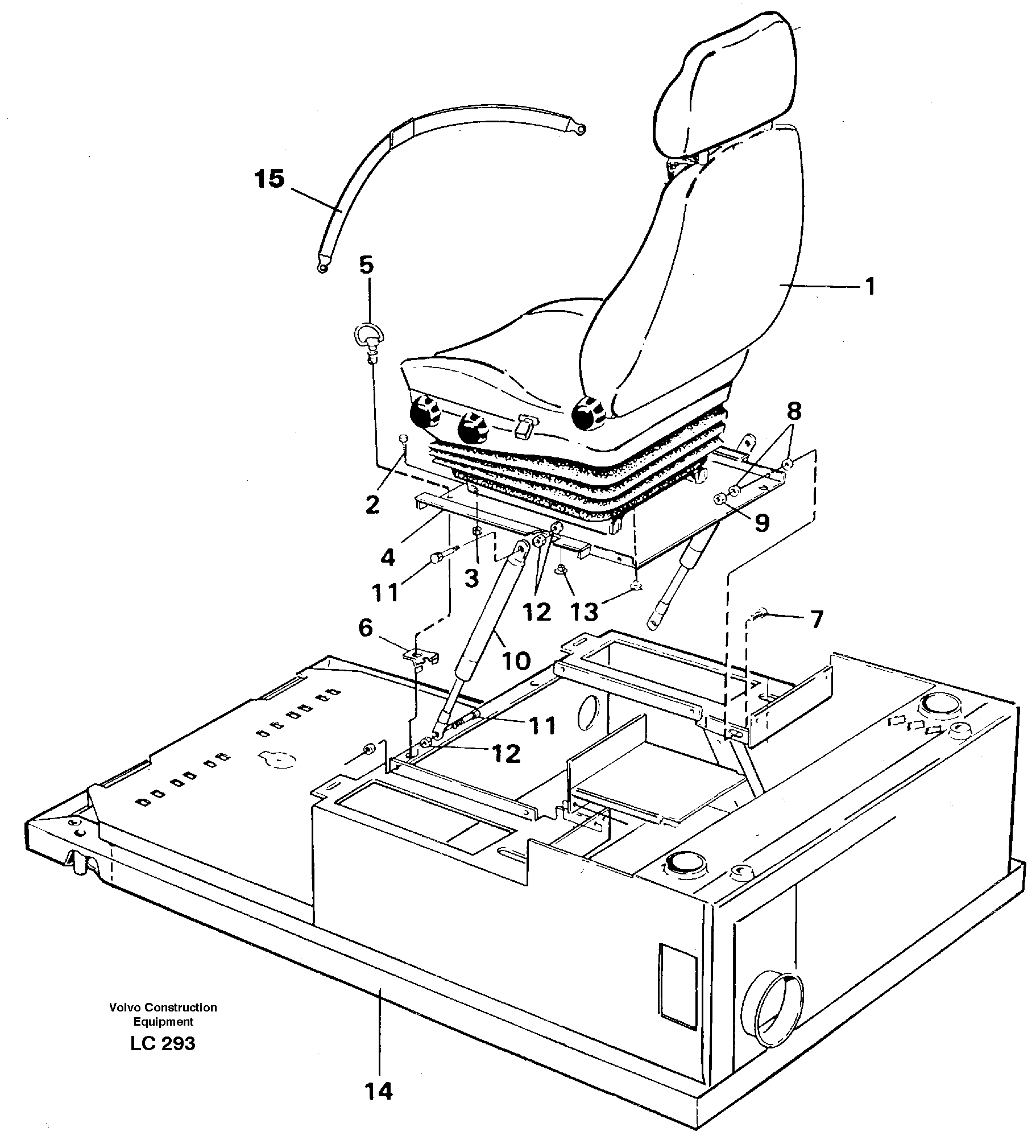 Drivers seat with fitting part — volvo parts diagram
