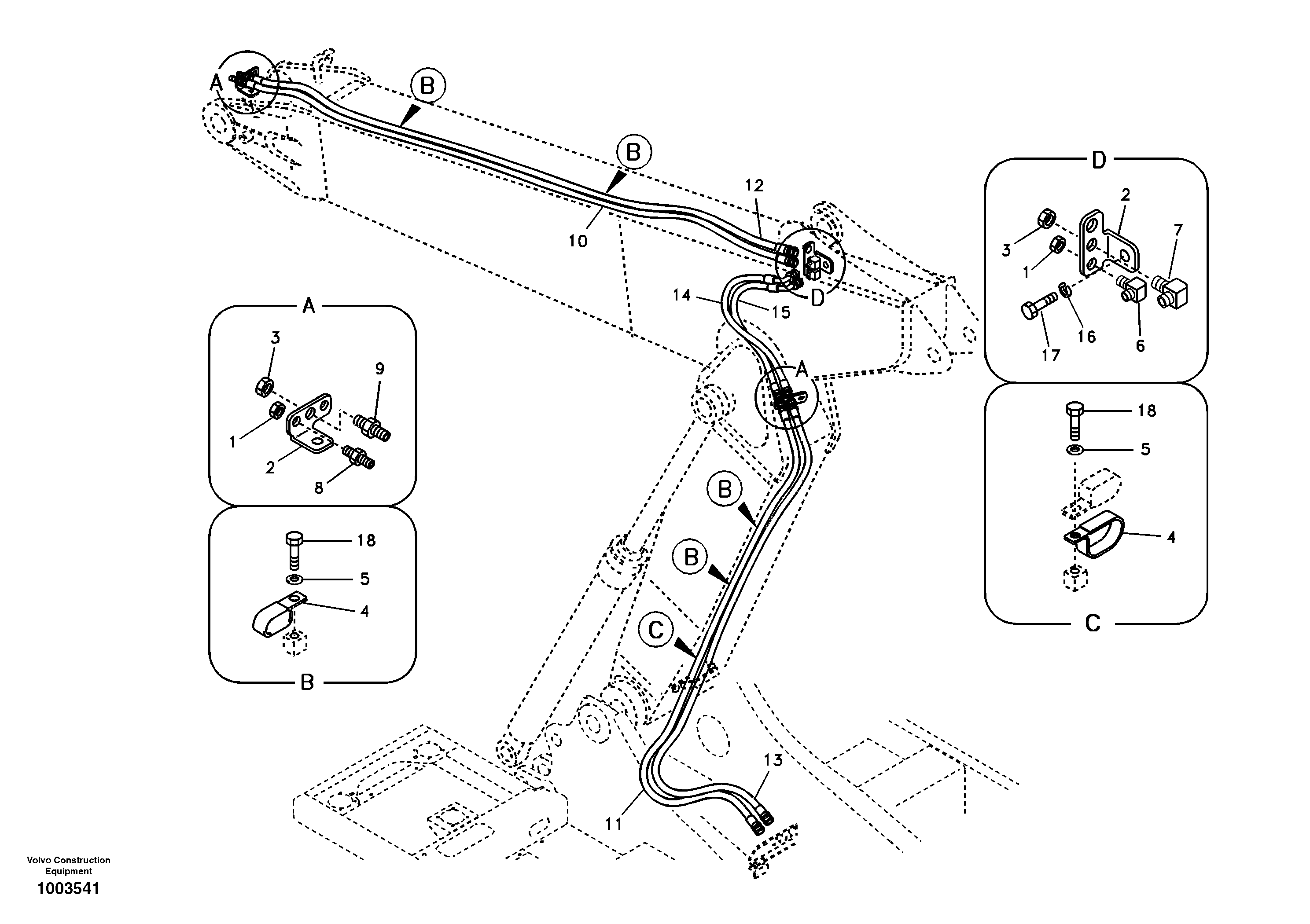 Working hydraulic, quickfit on adjustable boom — volvo parts diagram
