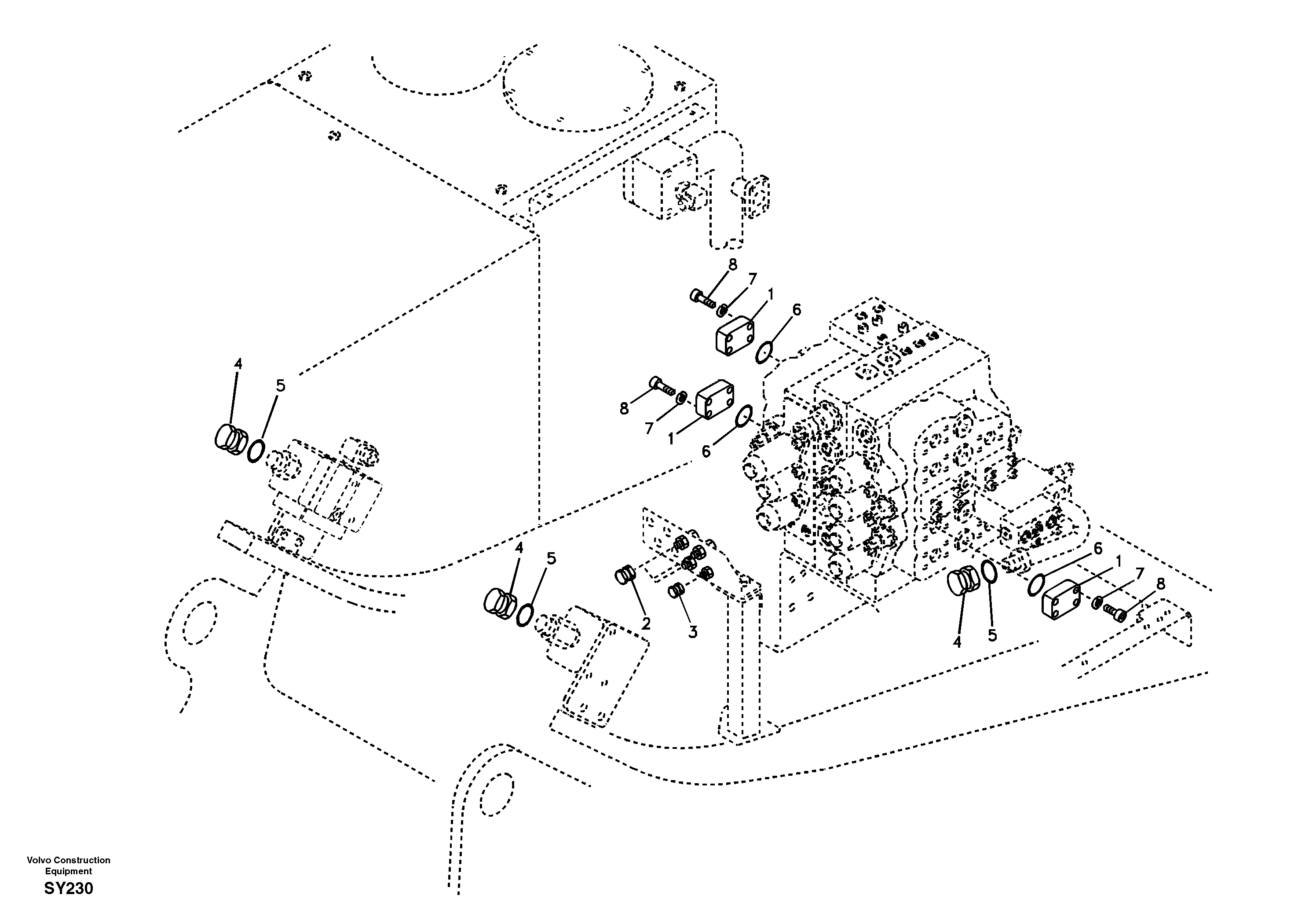 Working hydraulic, hydraulic plugs for no boom — volvo parts diagram
