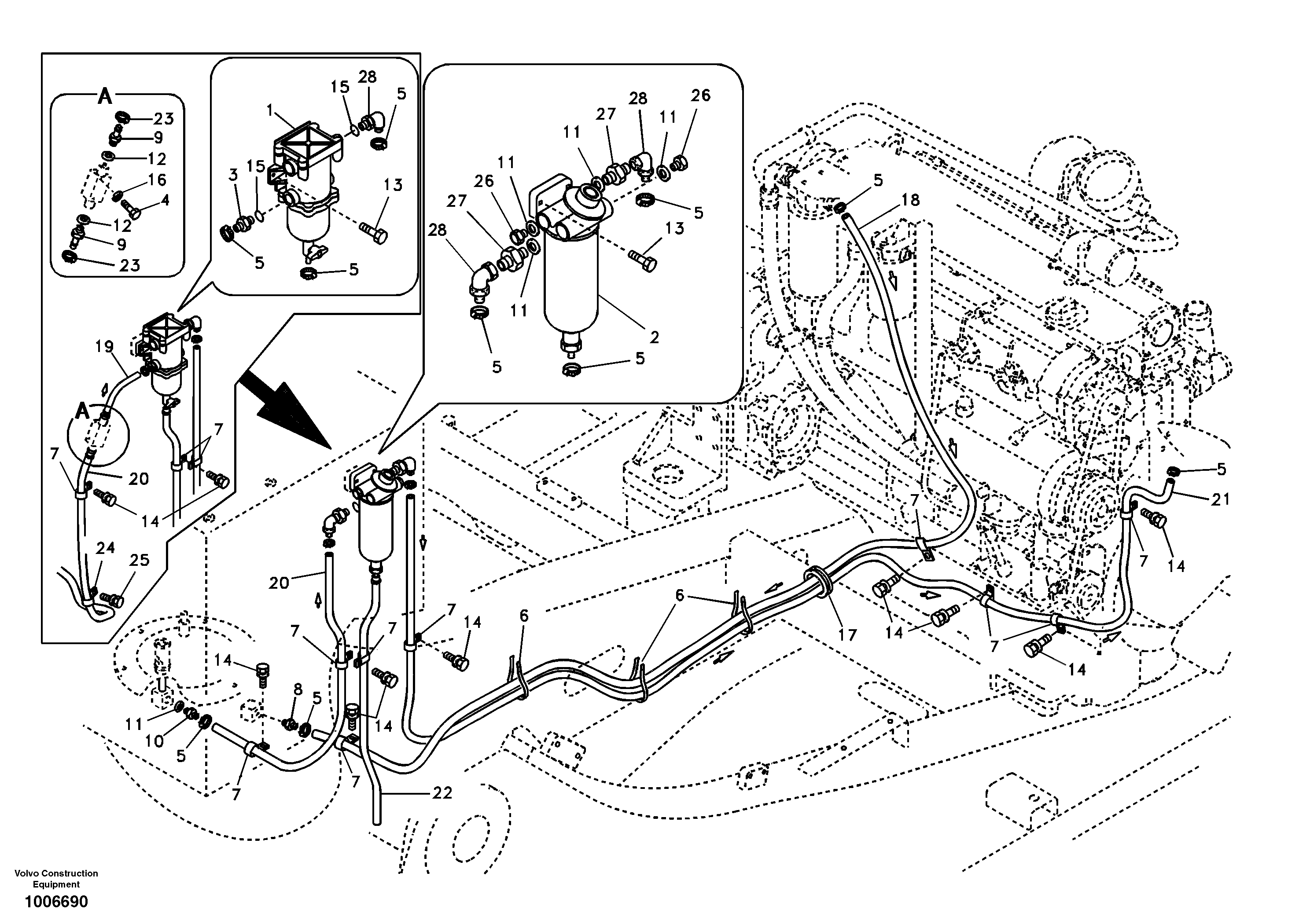Fuel pipe - Fuel tank — volvo parts diagram