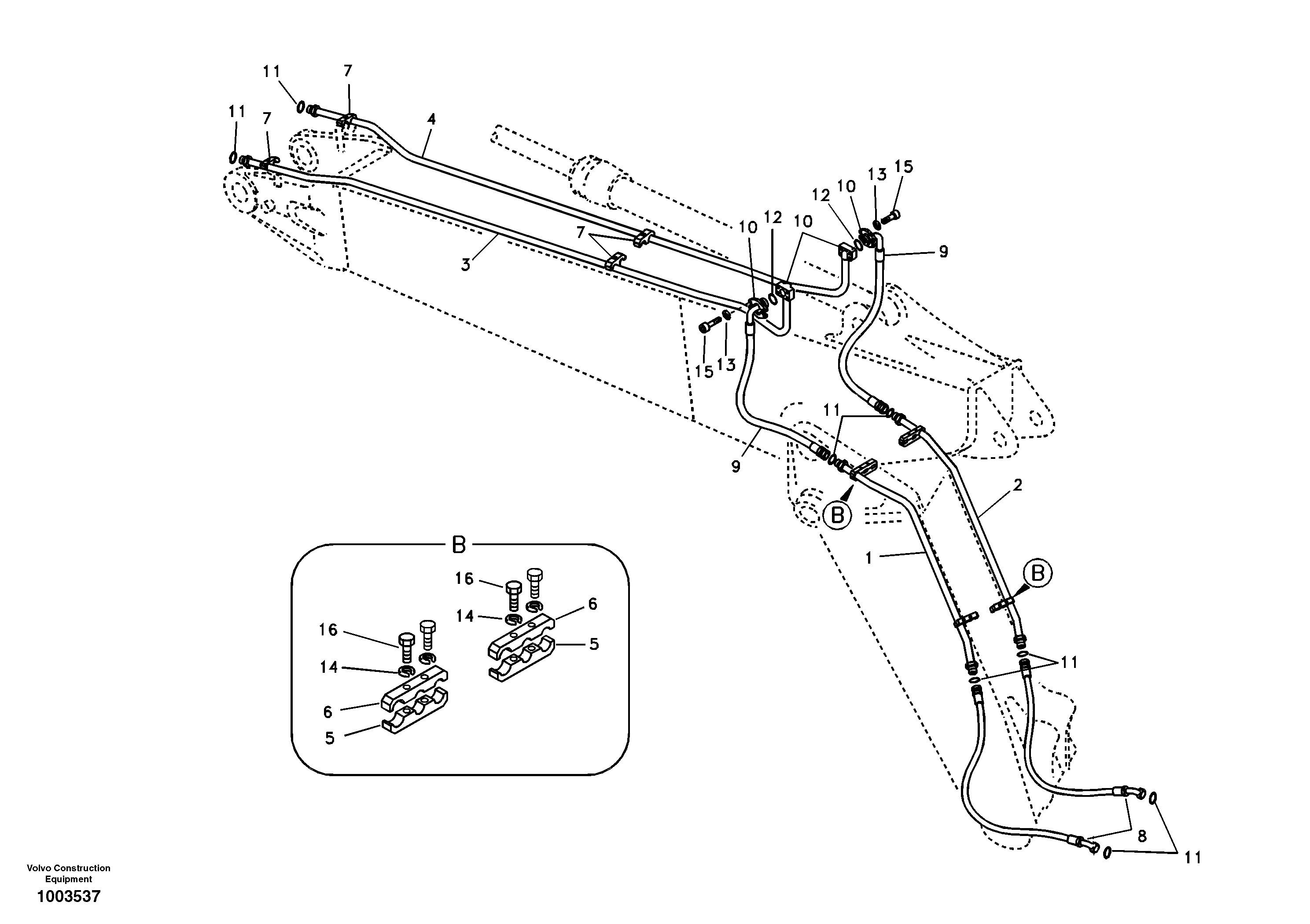 Working hydraulic, hammer and shear for adjustable boom — volvo parts diagram
