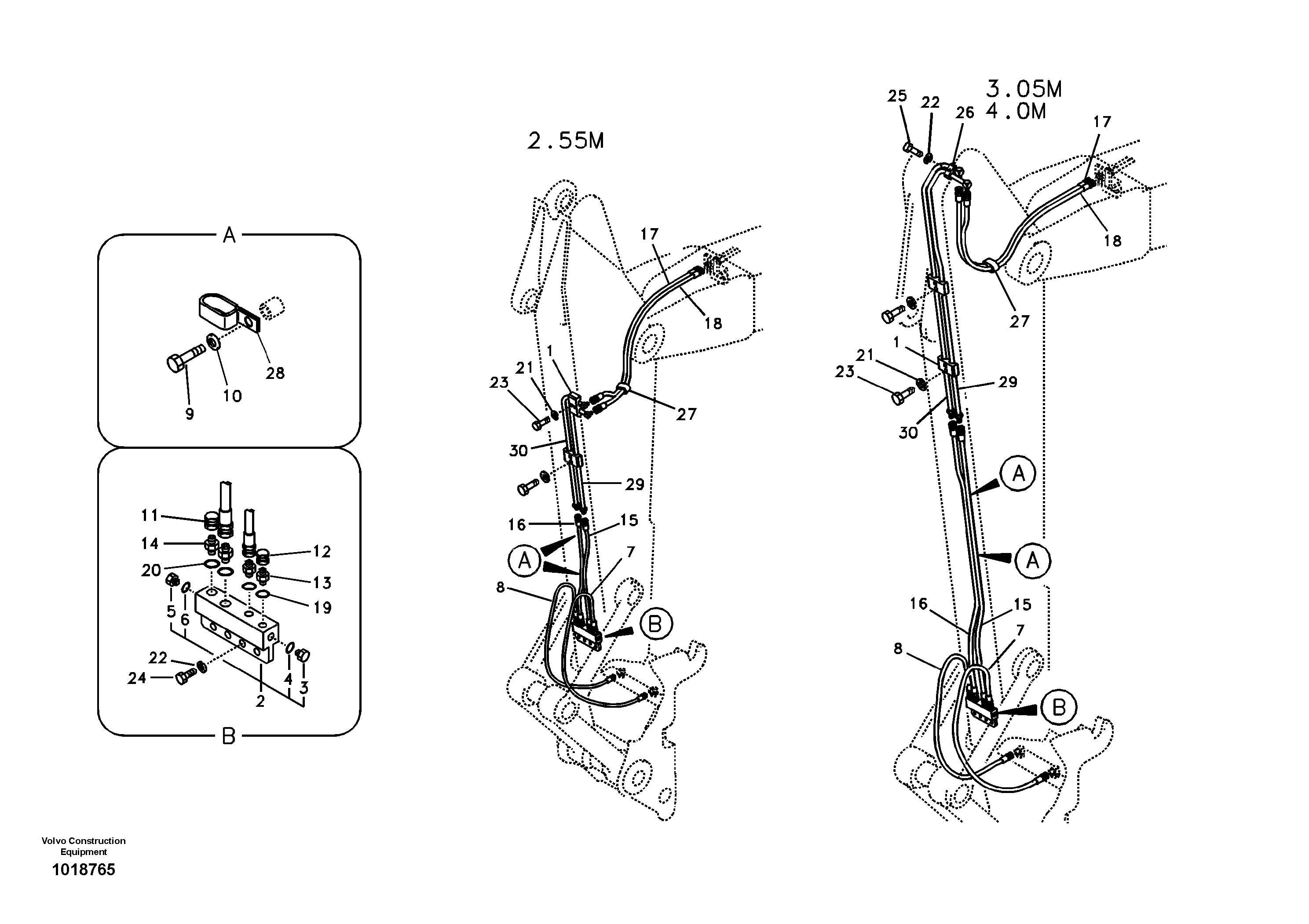 Working hydraulic, quick fit on dipper arm — volvo parts diagram