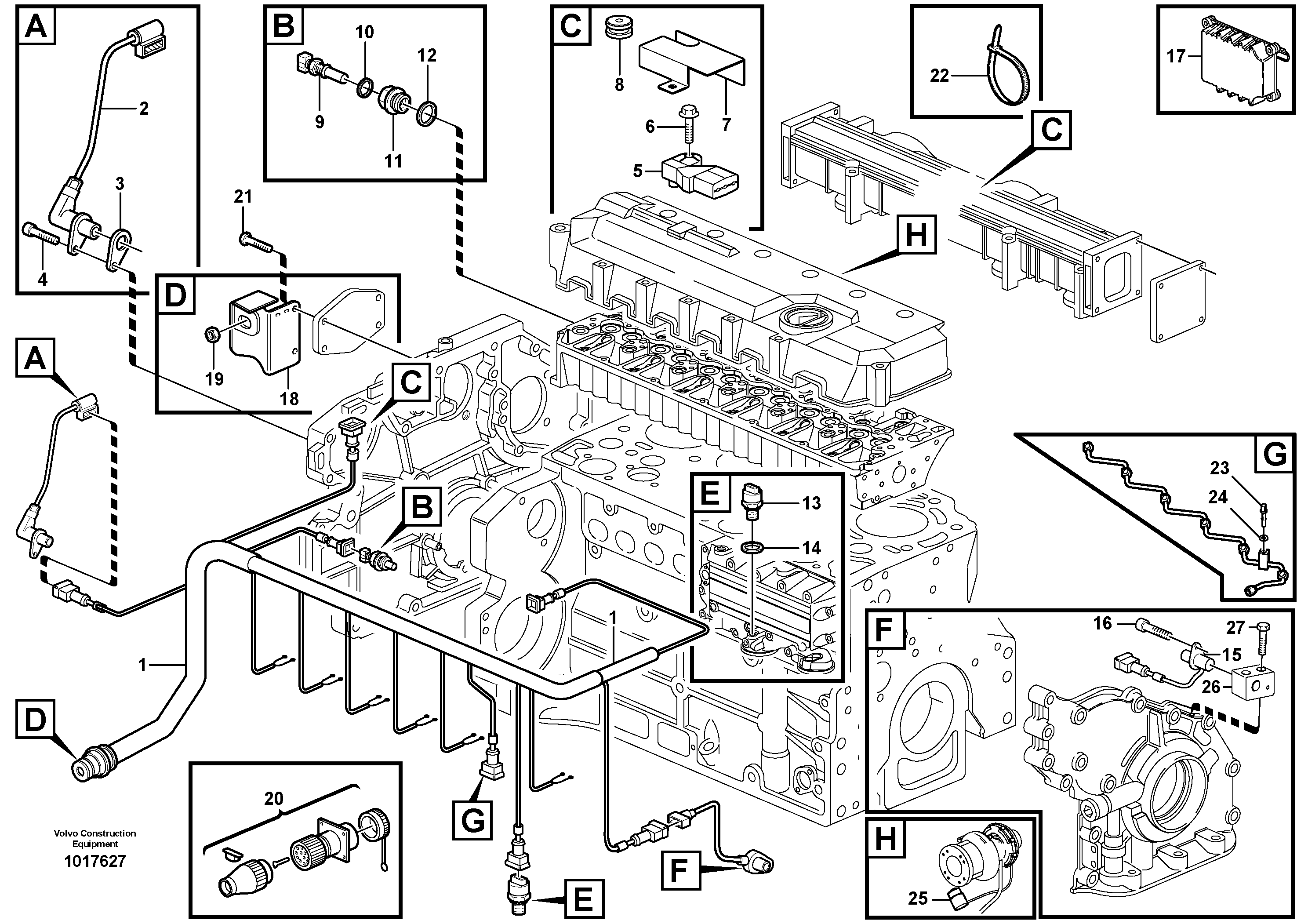 Cable harness, engine — volvo parts diagram