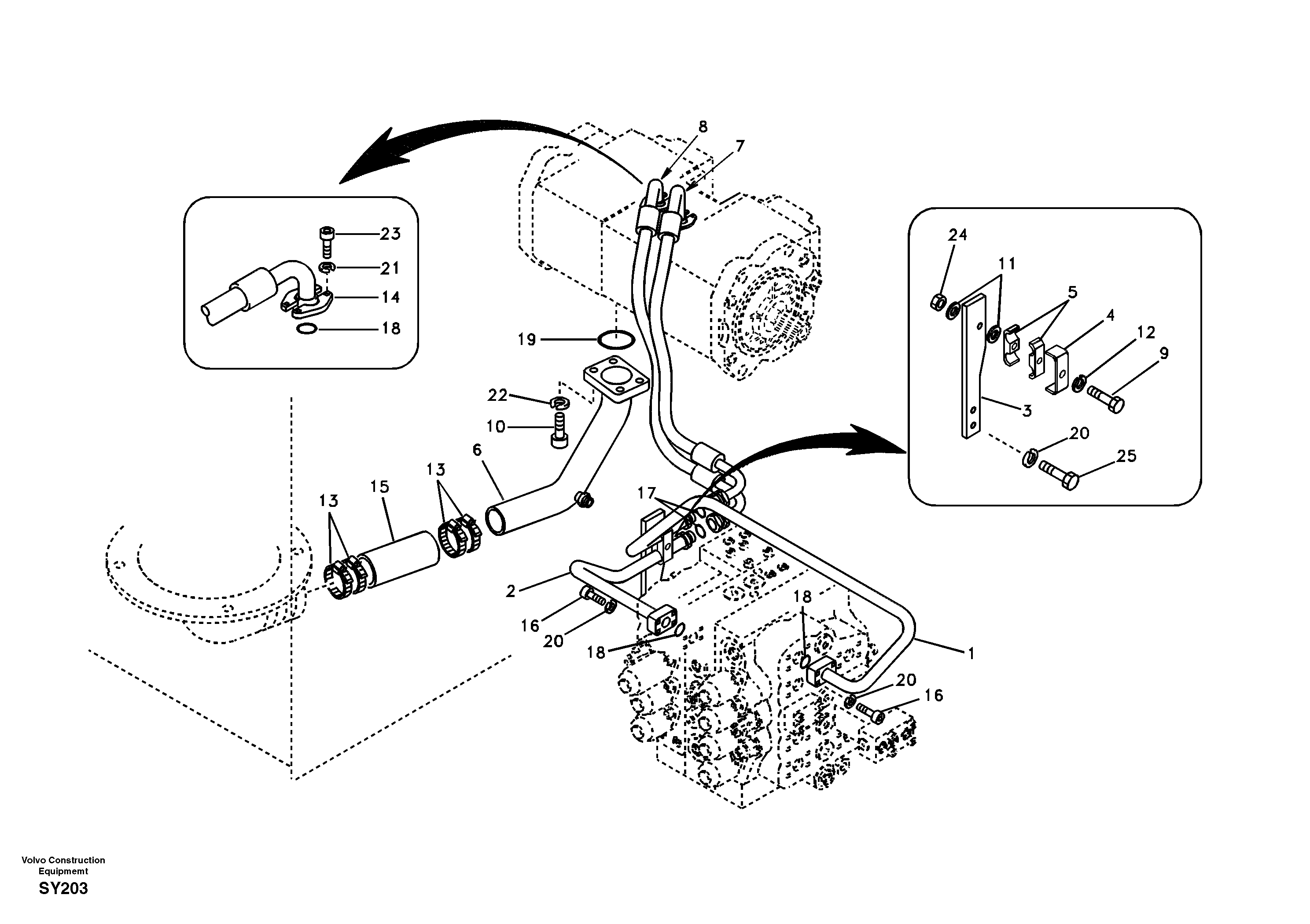 Hydraulic system, hydraulic pump pulse damper — volvo parts diagram