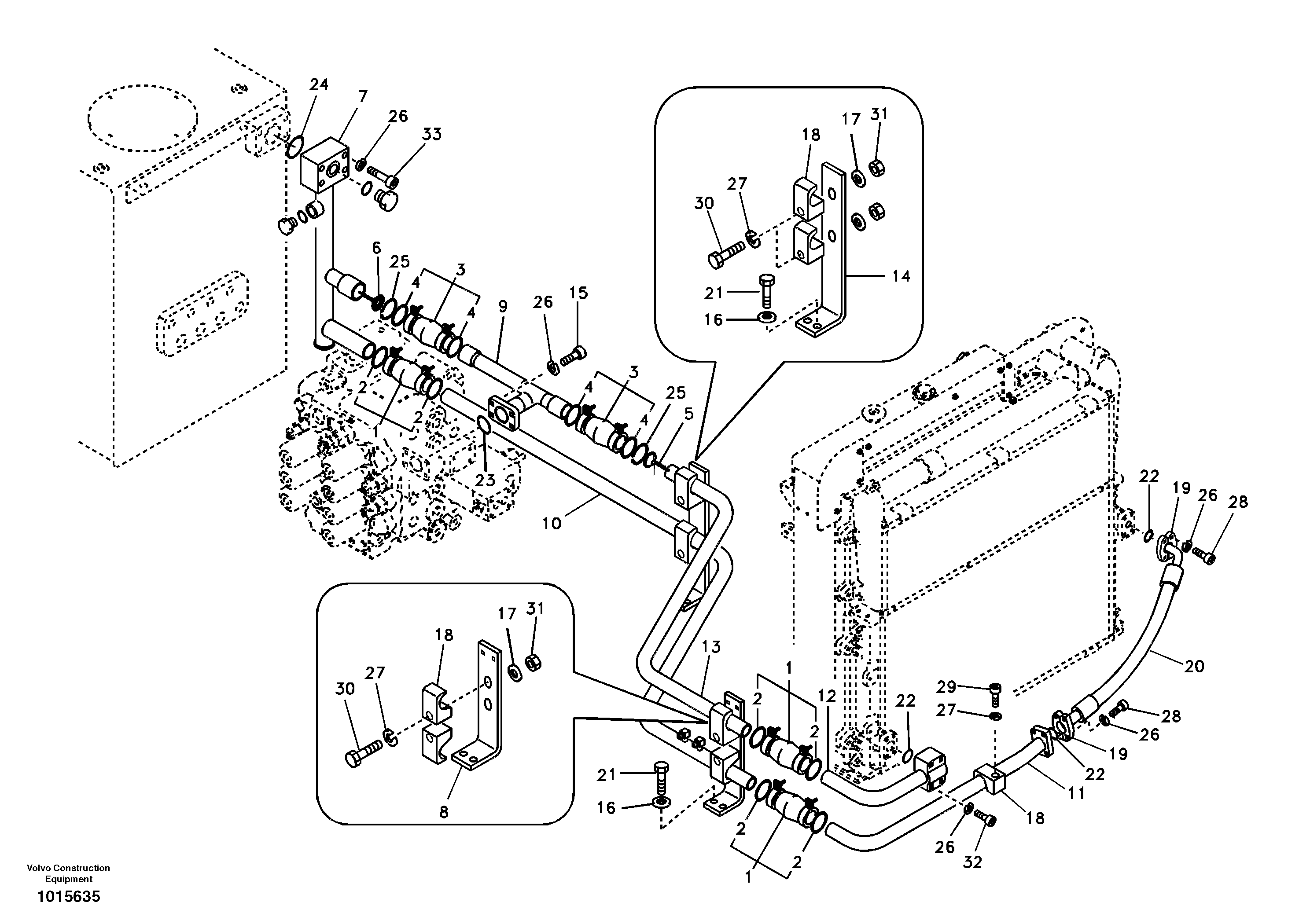 Hydraulic system, hydraulic tank to hydraulic pump — volvo parts diagram