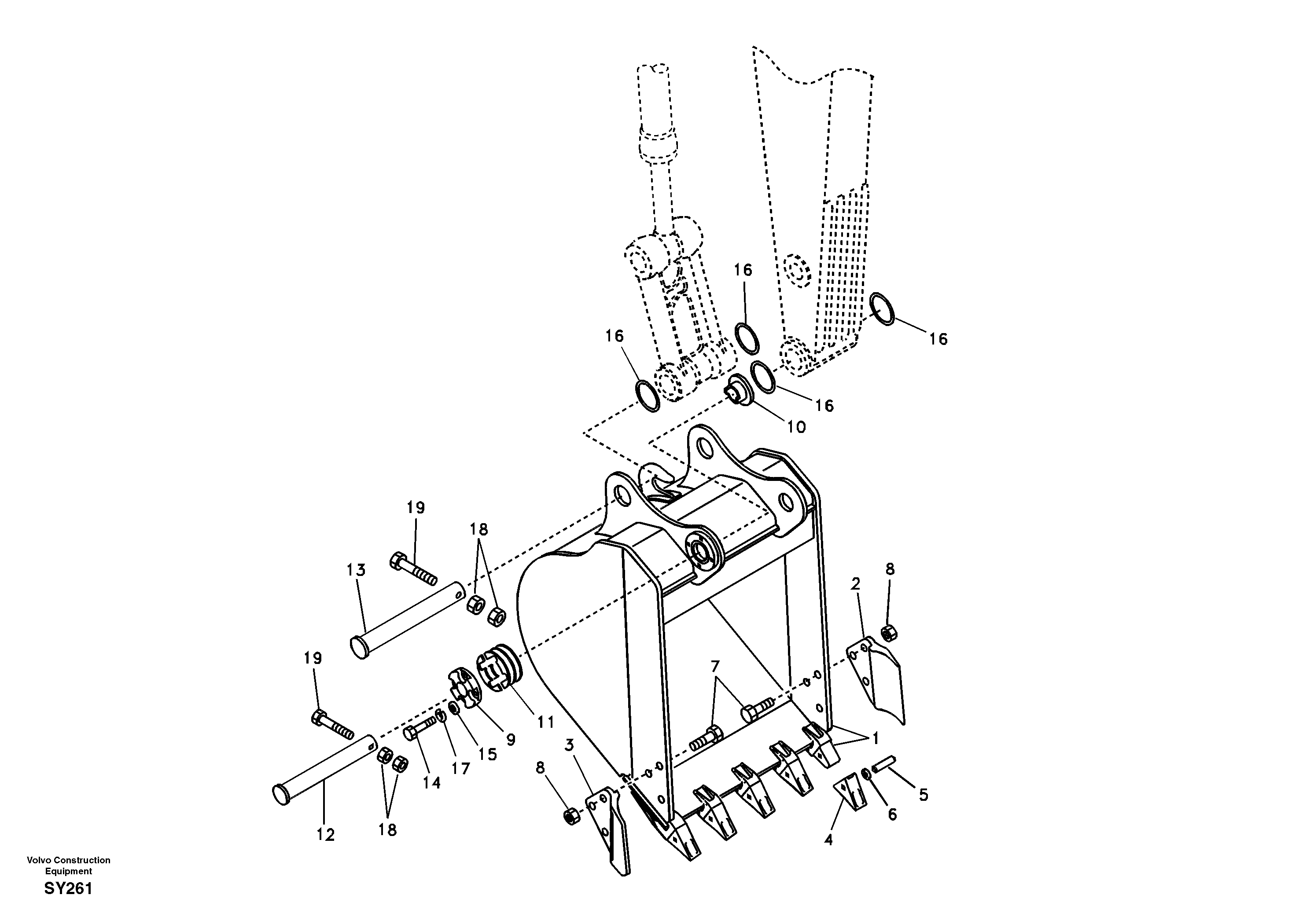 Buckets for long reach — volvo parts diagram