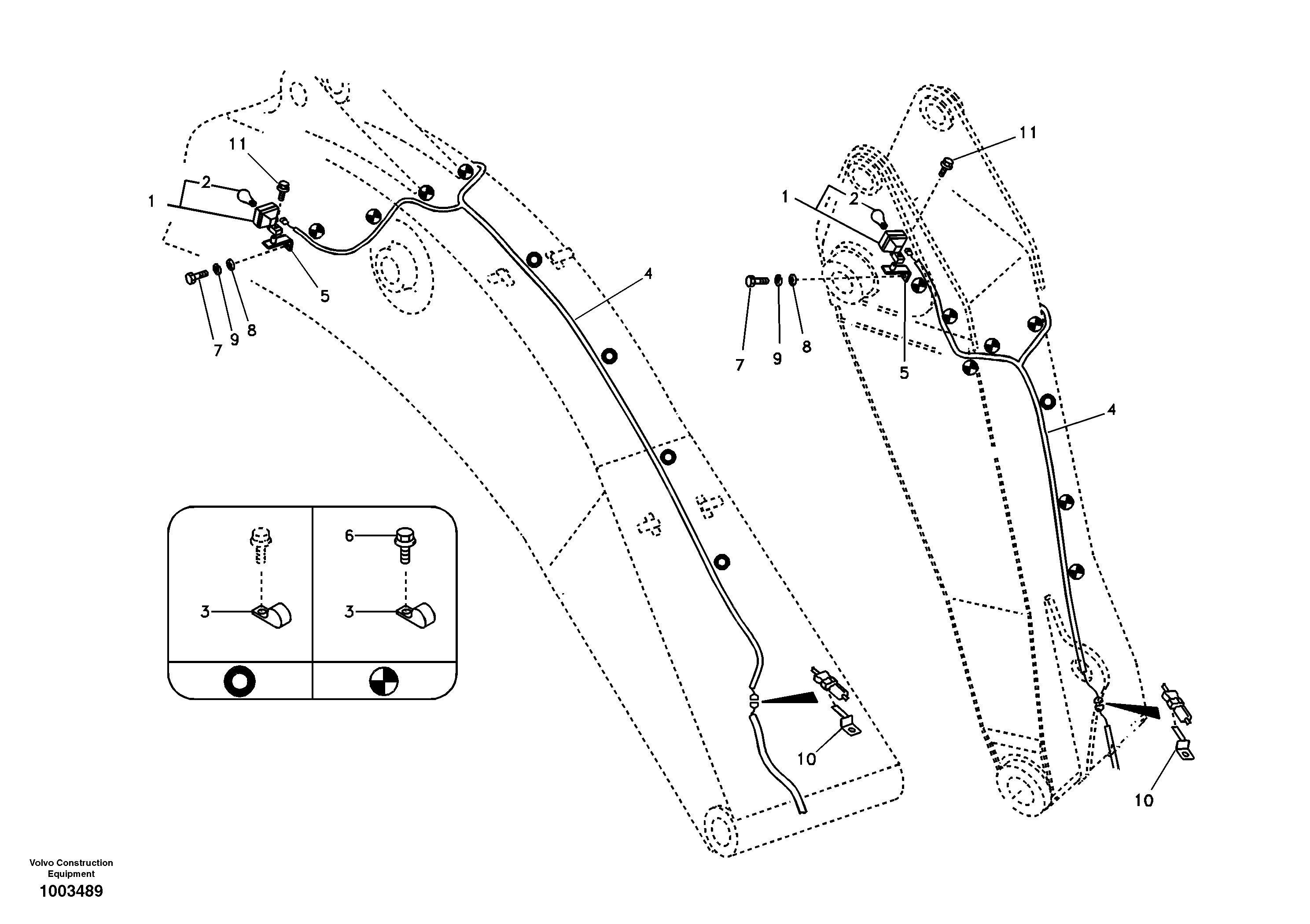 Working lamp on boom — volvo parts diagram