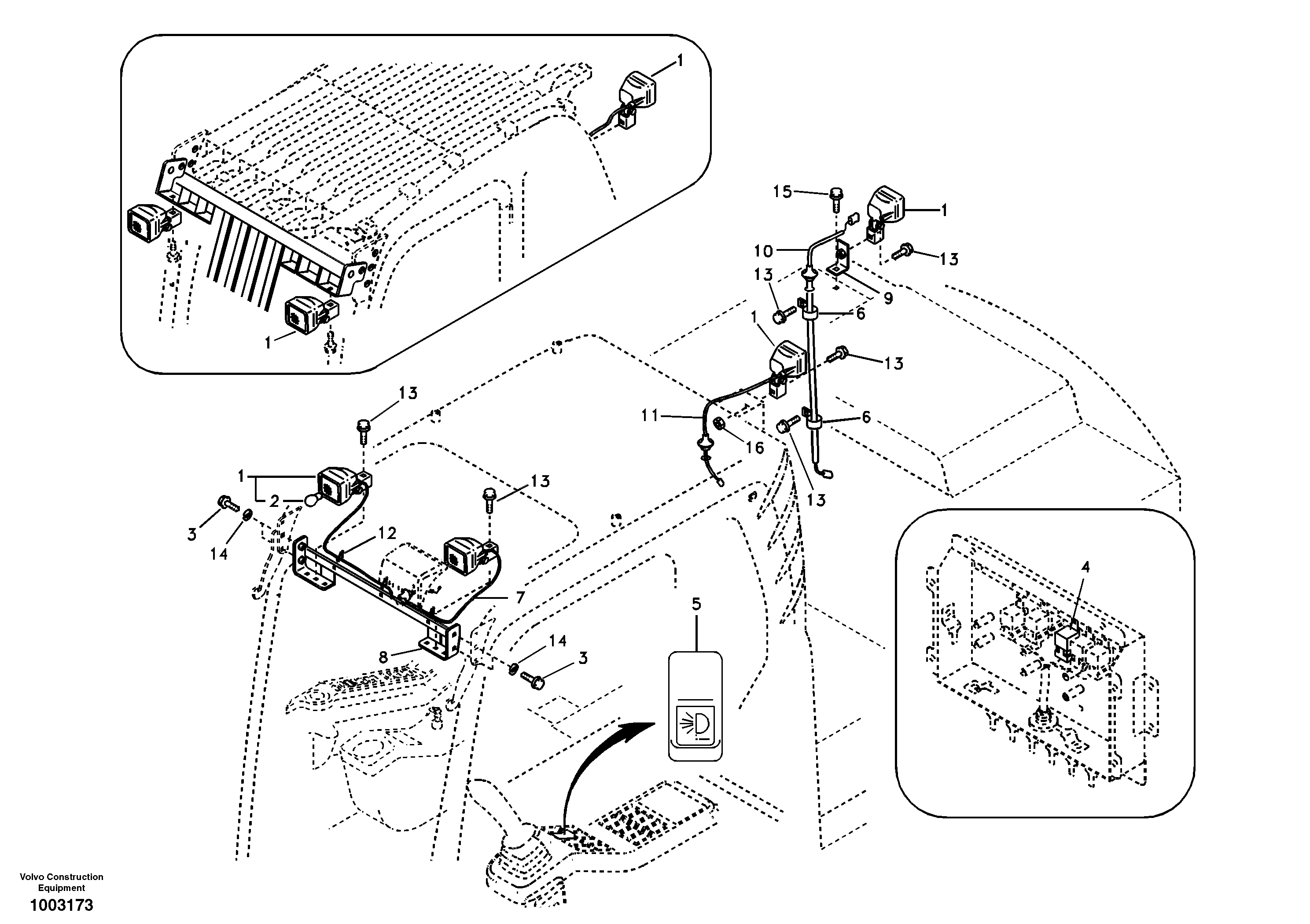 Work lights, extra — volvo parts diagram