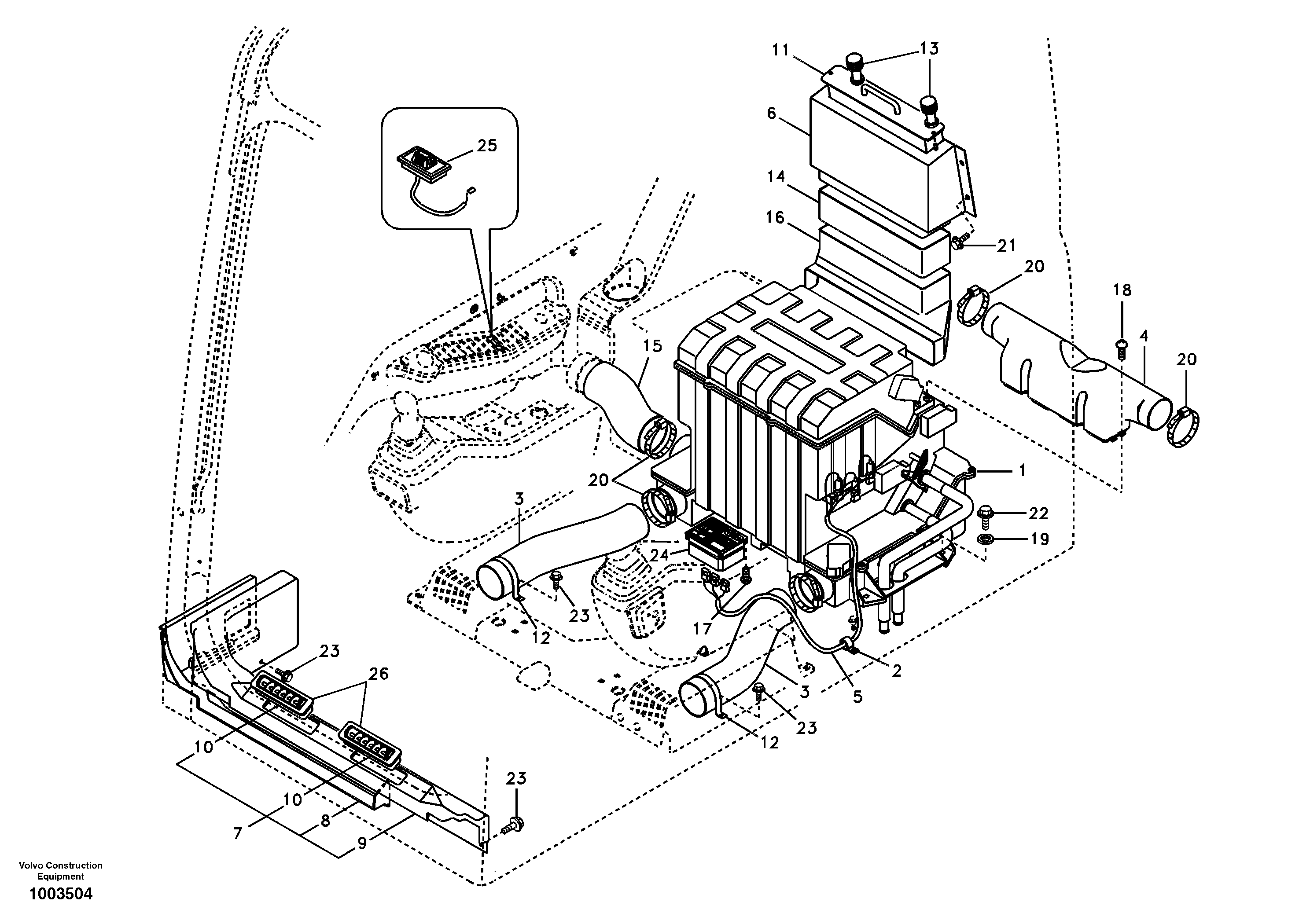 Air duct in cabin and cabin floor — volvo parts diagram