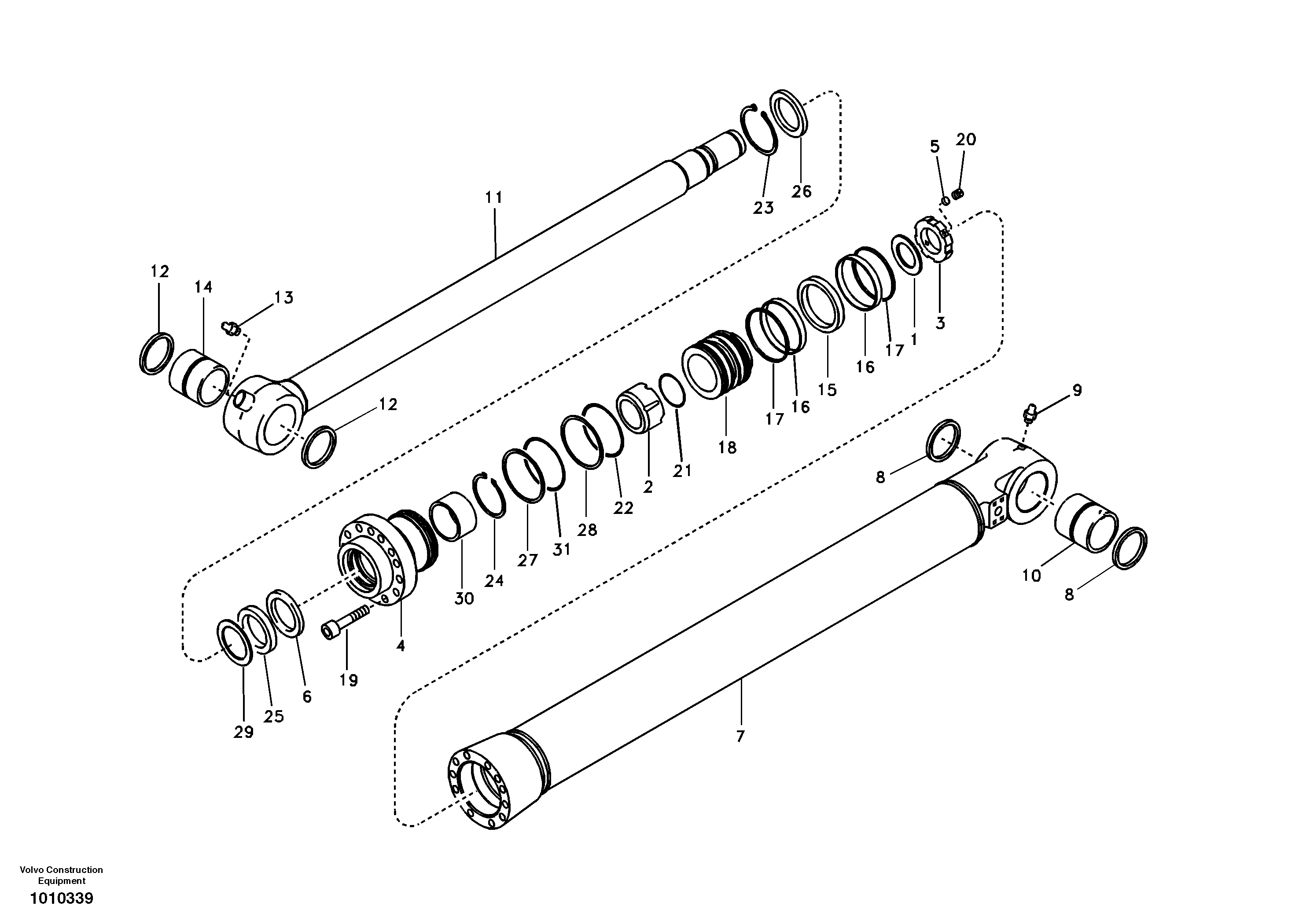 Bucket cylinder, long reach — volvo parts diagram