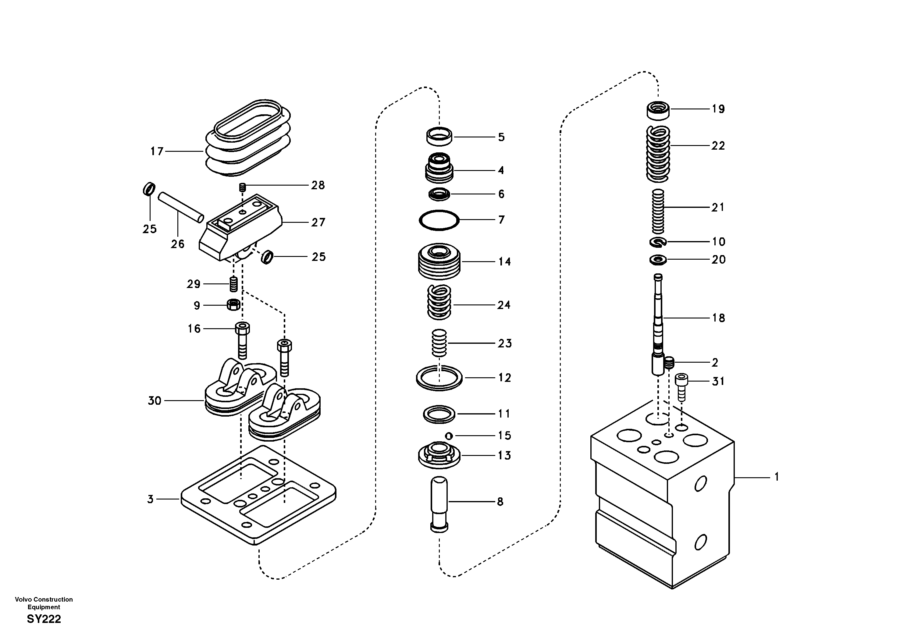 Remote control valve pedal, travel motor — volvo parts diagram