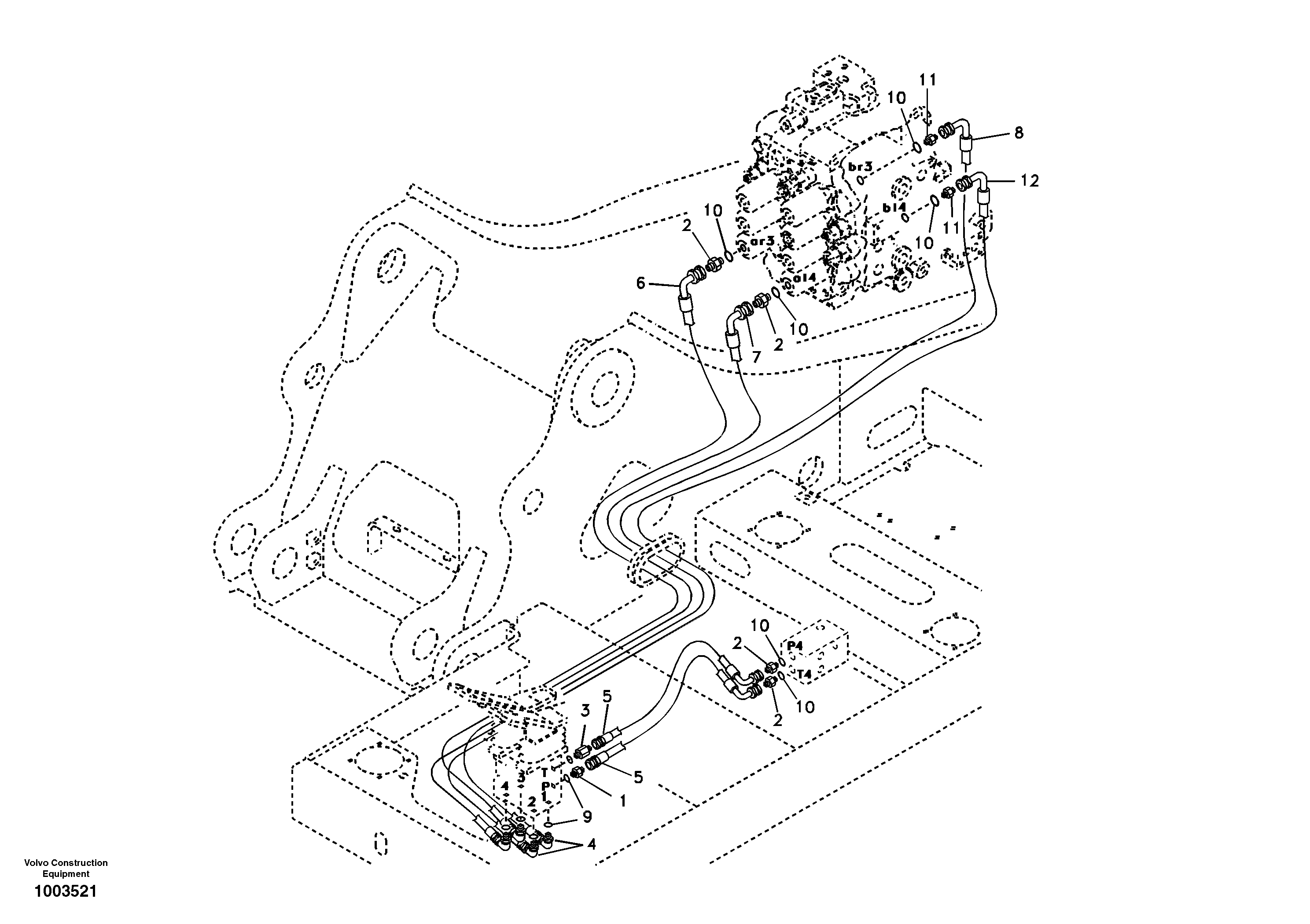 Servo system, control valve to remote control valve pedal — volvo parts diagram
